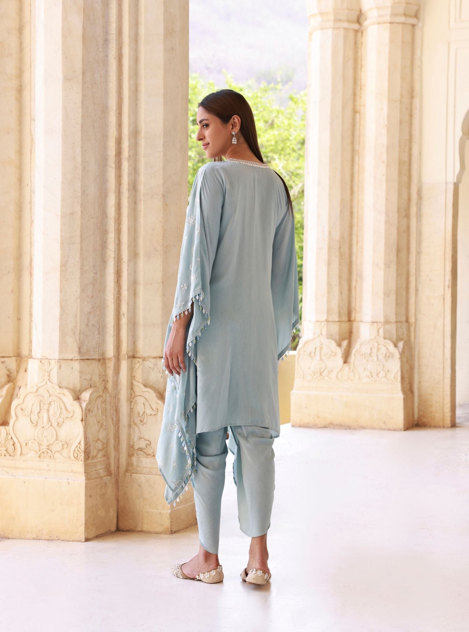 Dovira Lawn Blue Kaftan Set