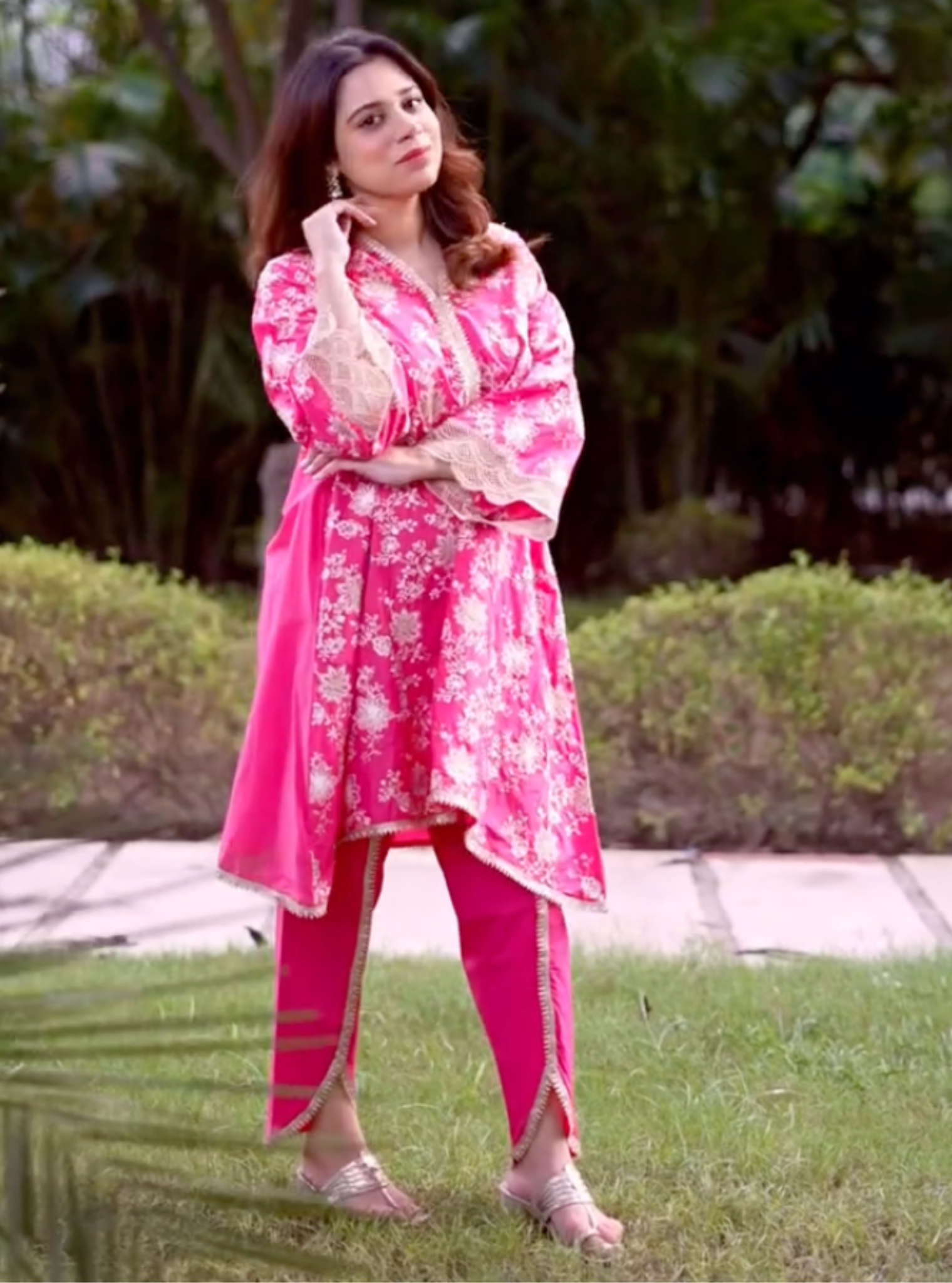 Komen Supima Cotton Fuschia Kurta Set