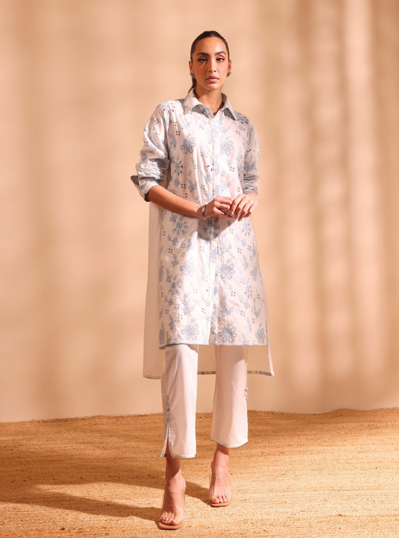 Niva Supima Cotton Stark White Long Co-ord Set