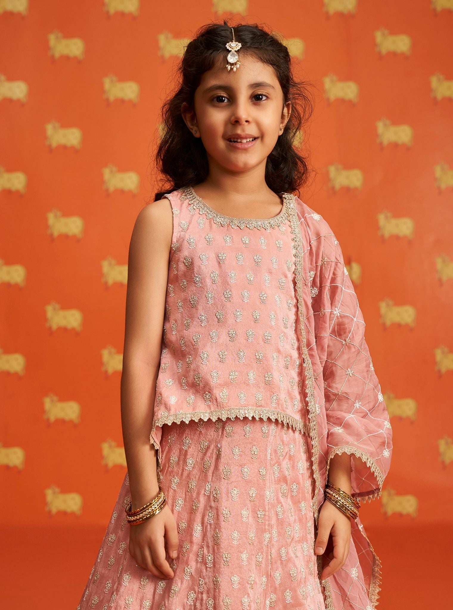 Naira Royal Tissue Pink Kurta with Lehenga Set