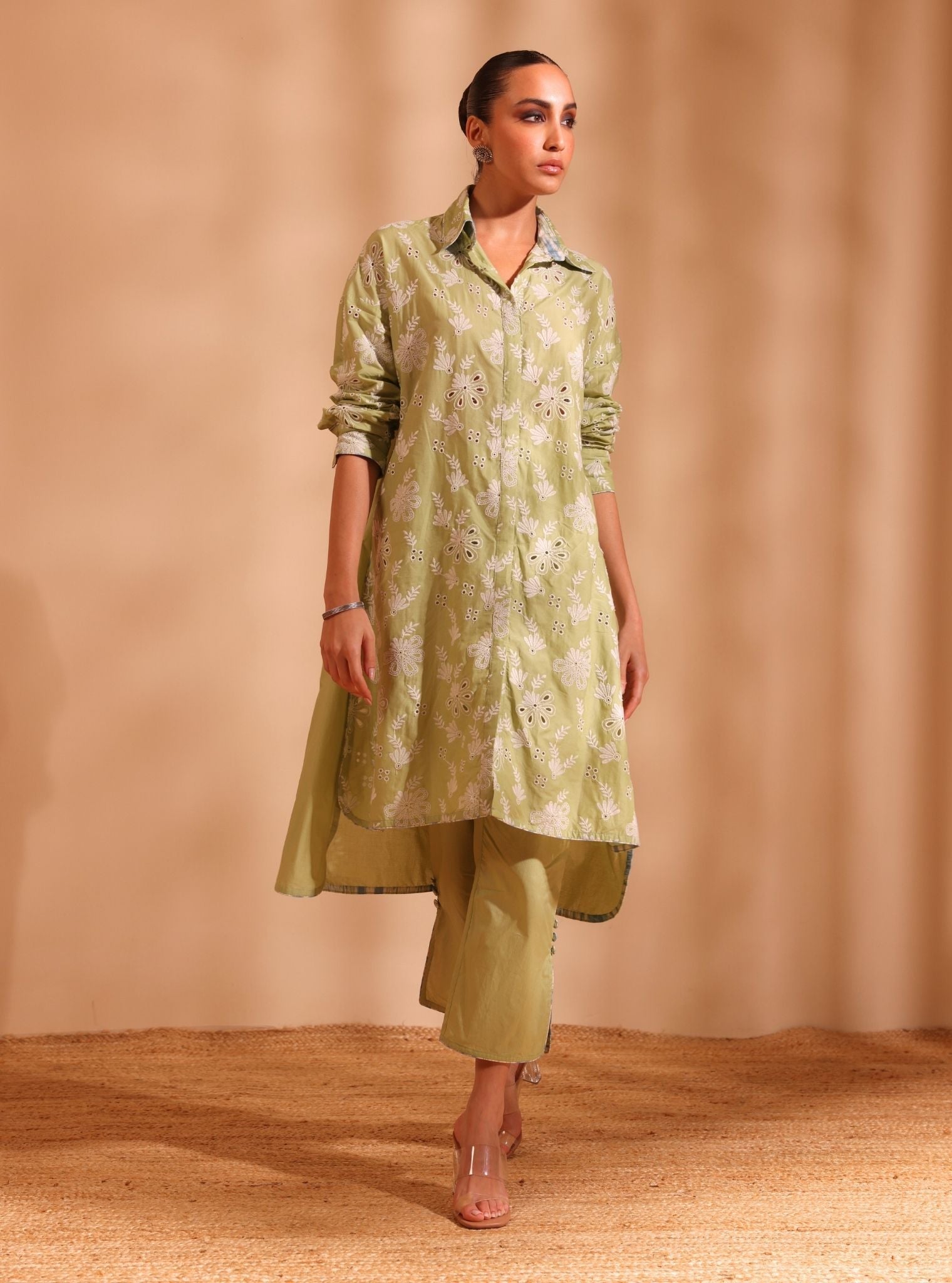 Niva Supima Cotton Green Kurta Set