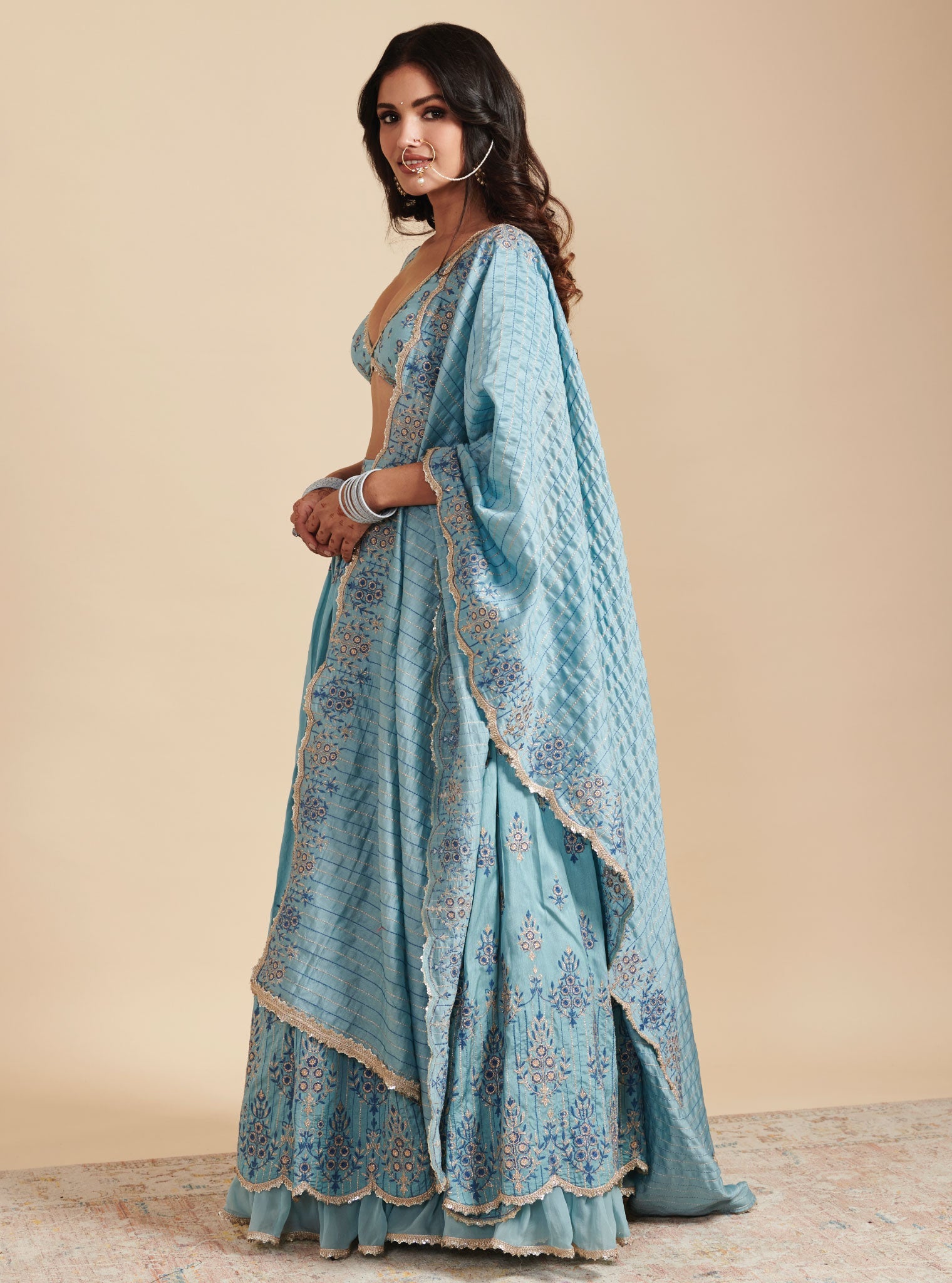 Bahaara Silk Blue Lehenga