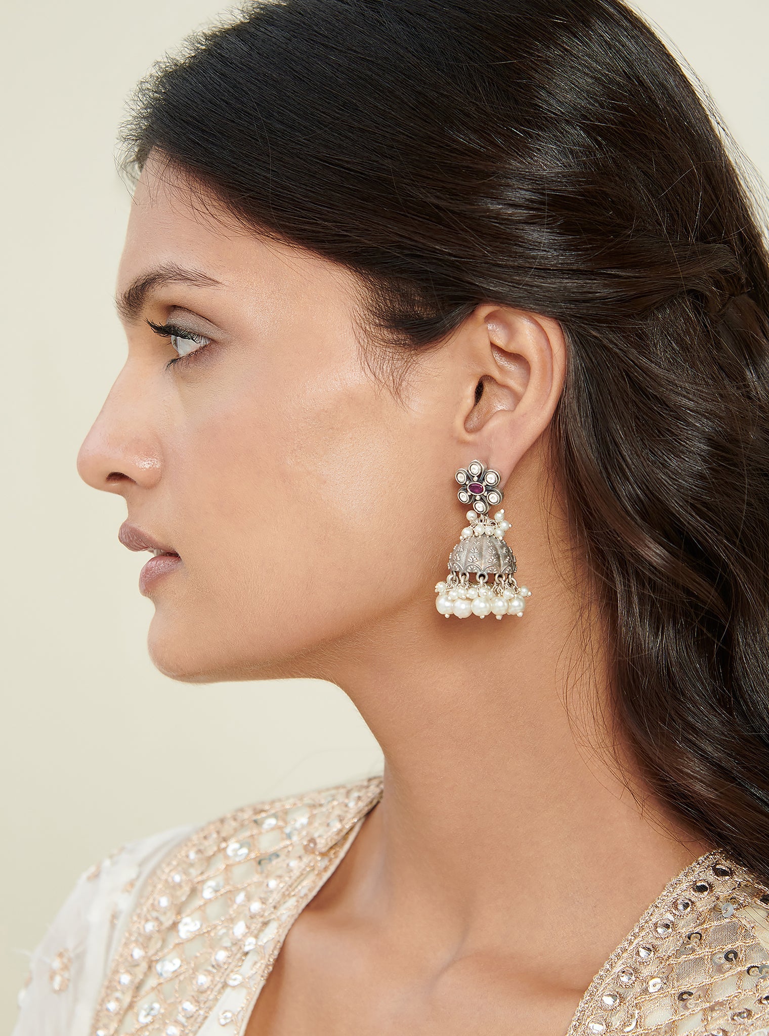 Pure Silver Sirohi Jhumka