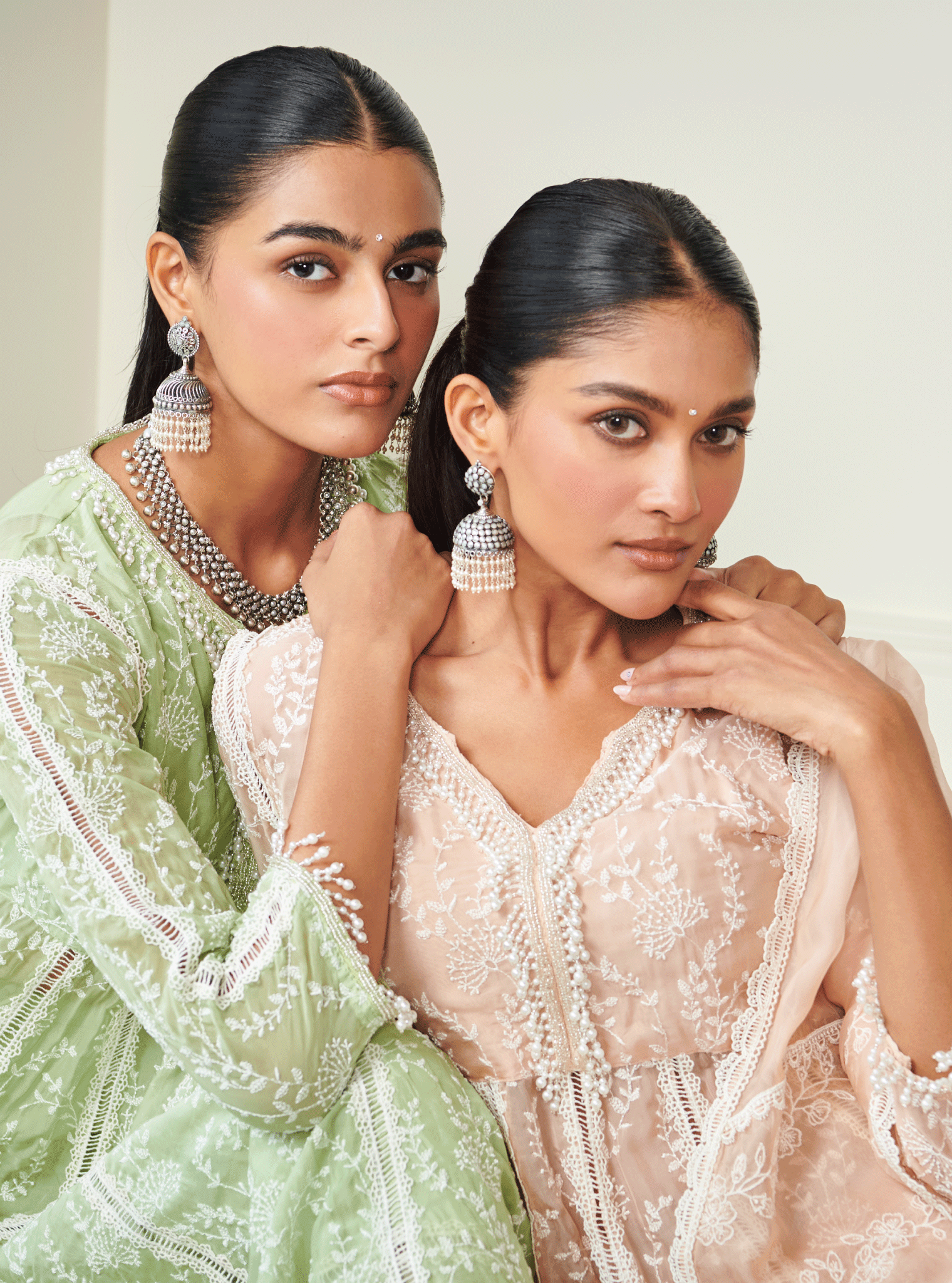 Twyla Organza Beige Kurta Set