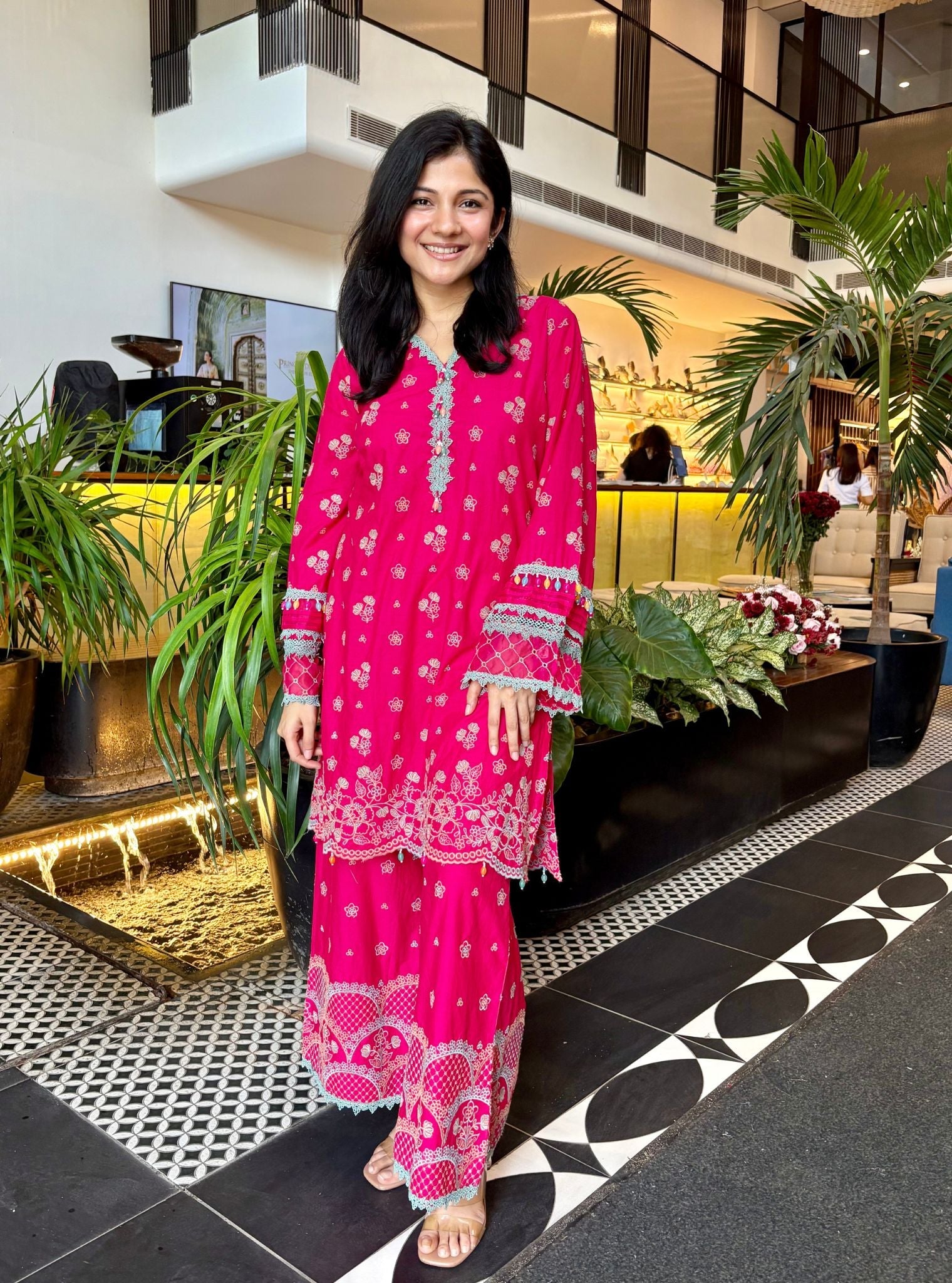 Kaveera Supima Cotton Fuschia Kurta Set