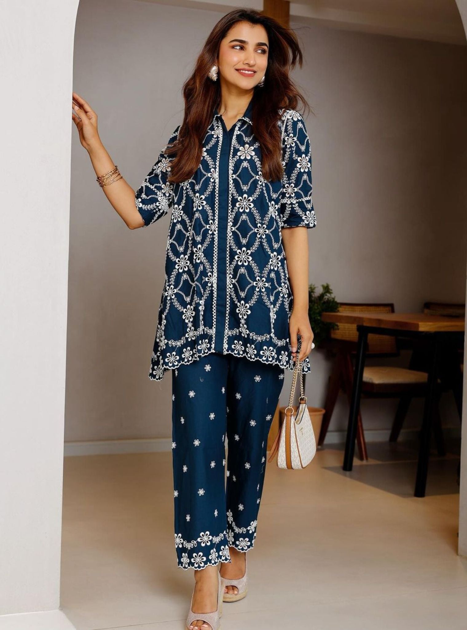 Prue Cotton Navy Co-ord Set