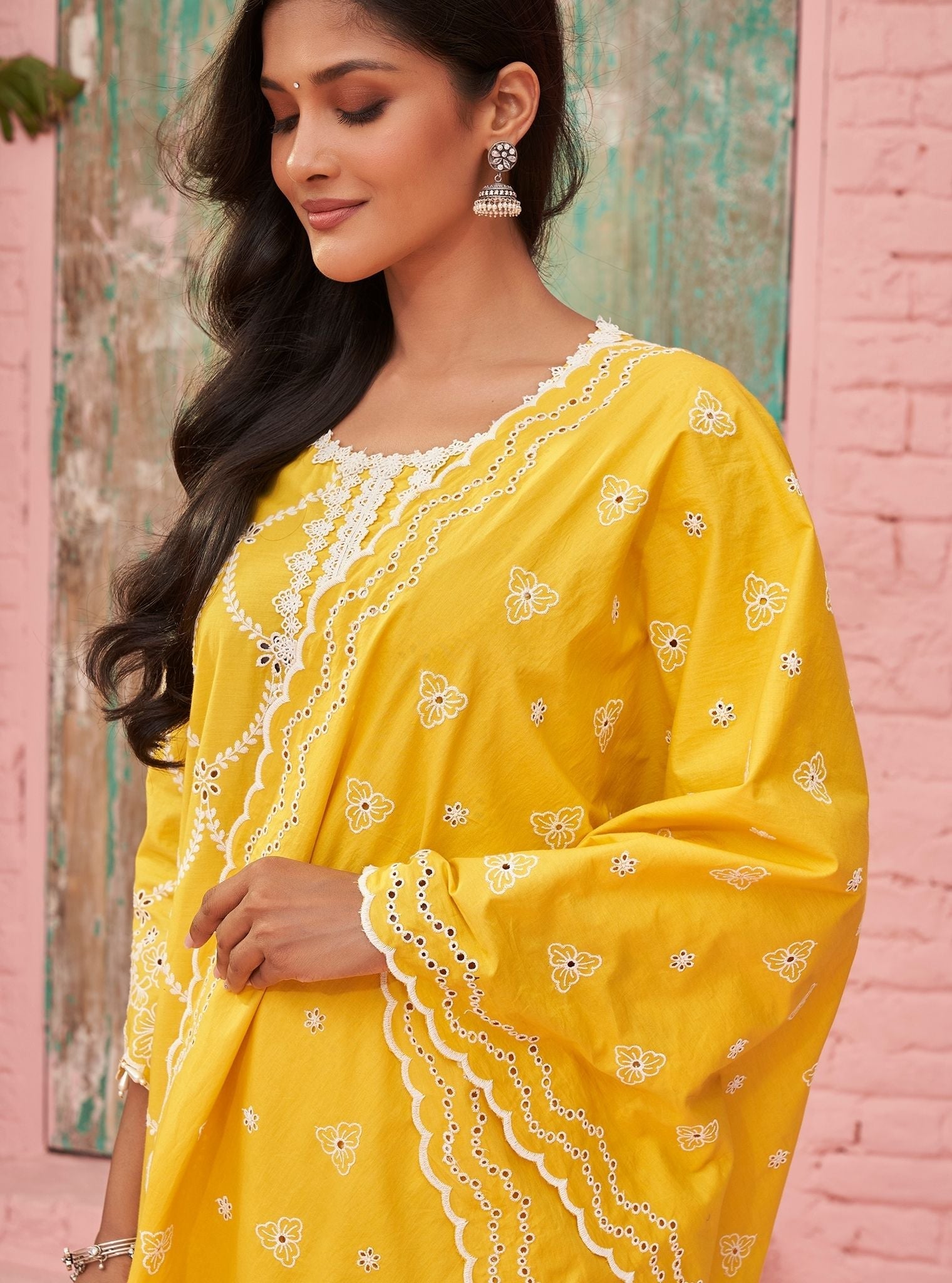 Mulmul Supima Cotton Aashay Yellow Kurta