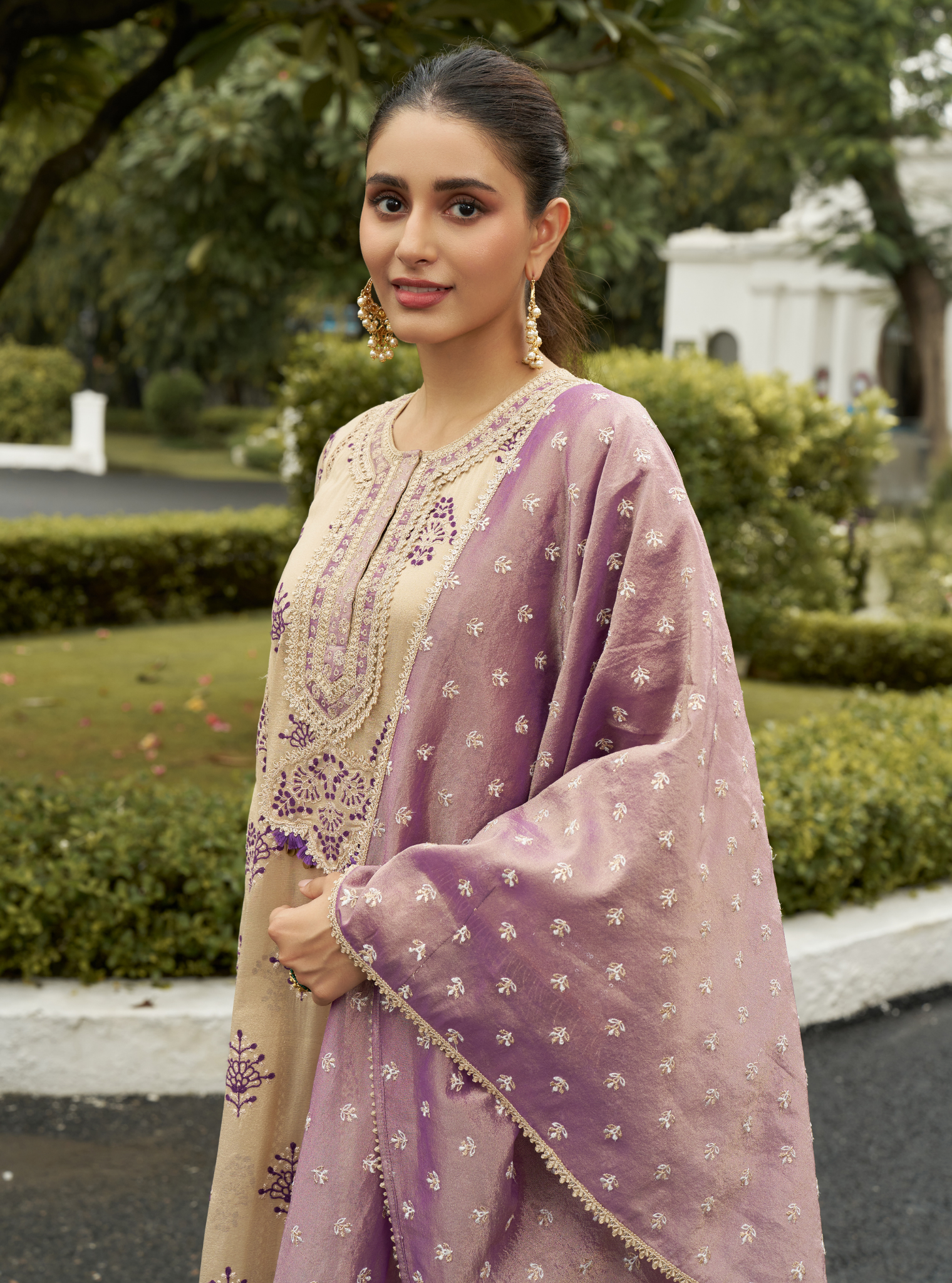 Nayana Champagne Tissue Kurta Set