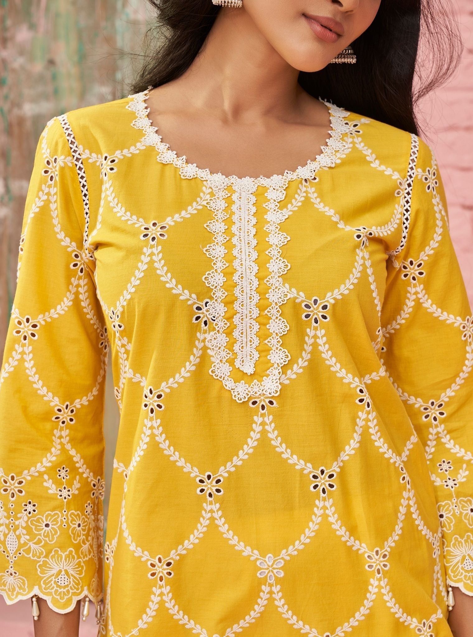 Mulmul Supima Cotton Aashay Yellow Kurta