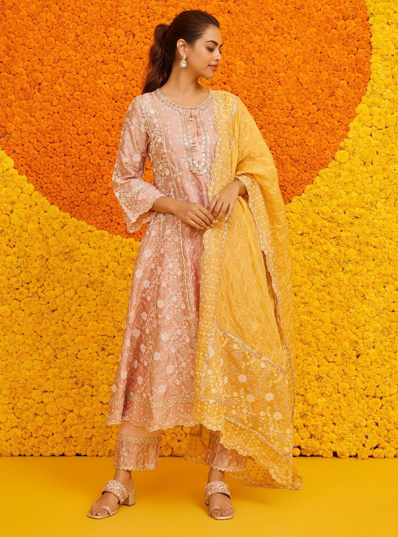 Saathiya Organza Satin Pink Kurta Set