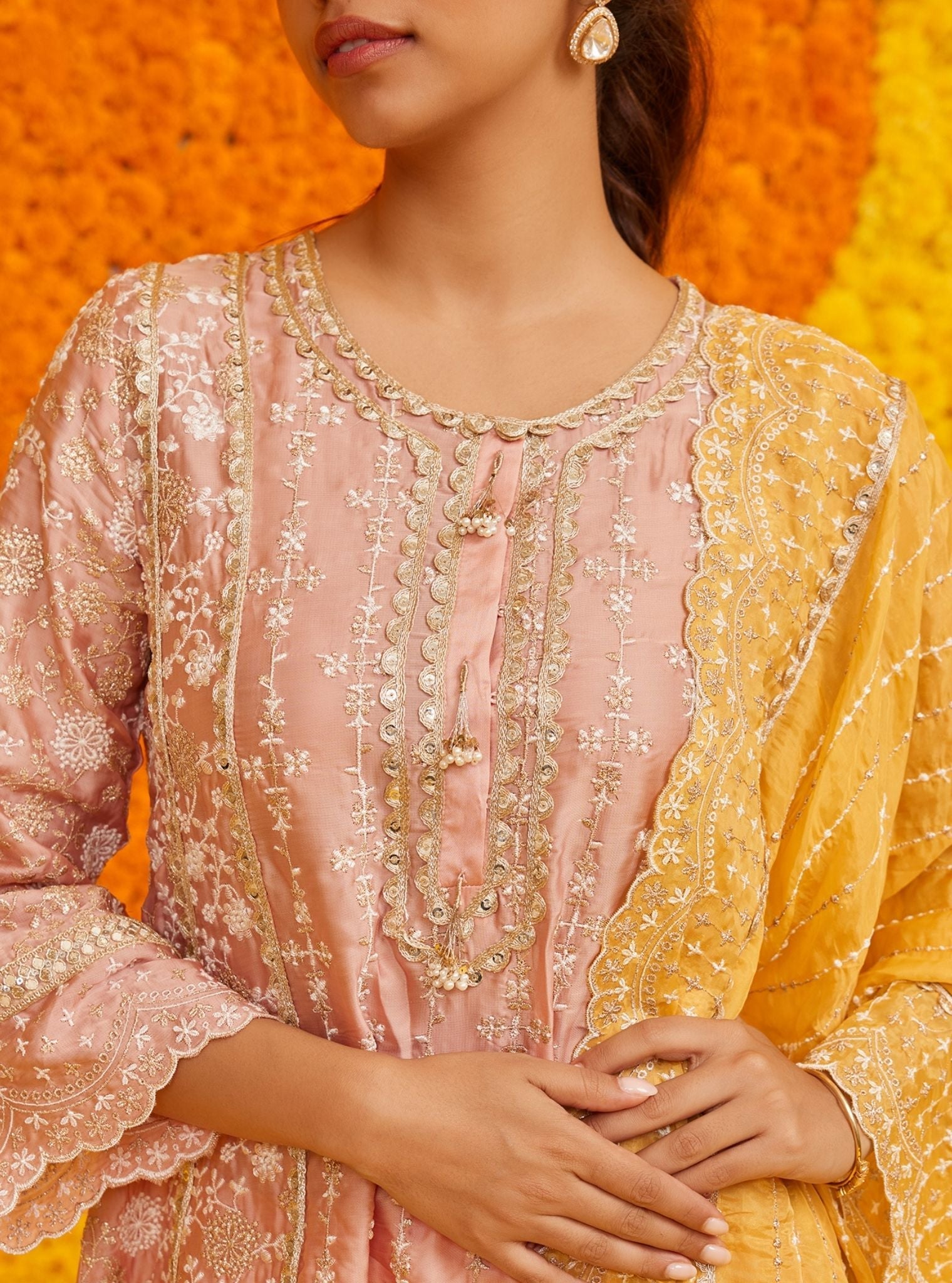 Saathiya Organza Satin Pink Kurta Set