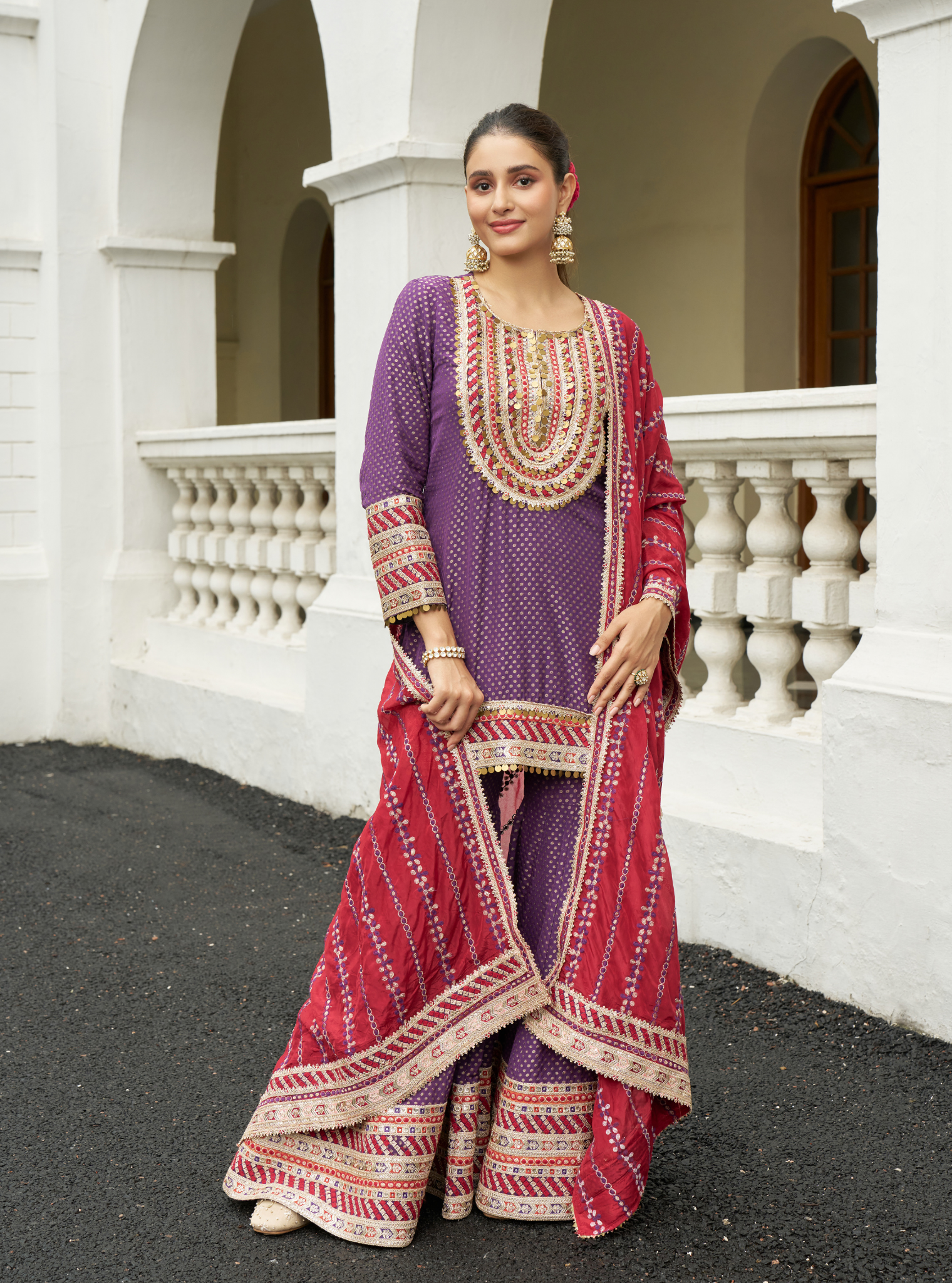 Eraya Purple Banarasi Garara Set