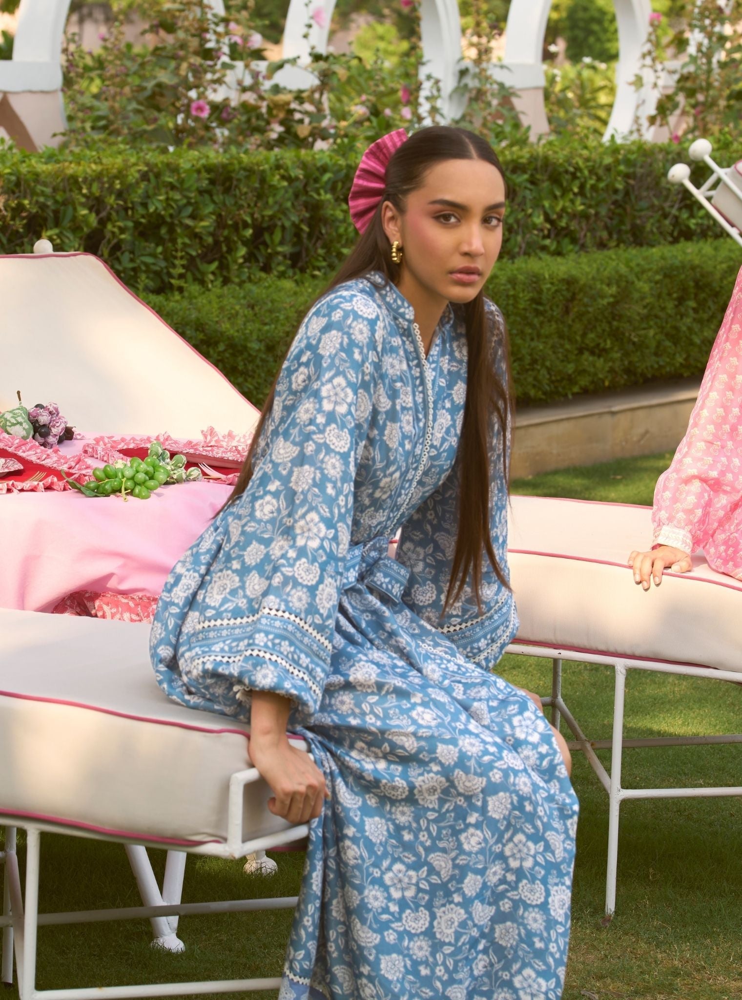 Selbourne Steel Blue Printed Lawn Dress