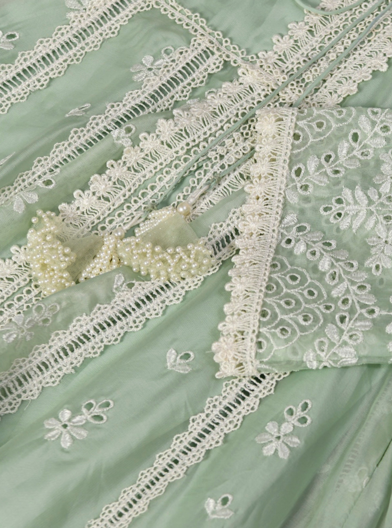 Sheffield Organza Green Anarkali Kurta Set