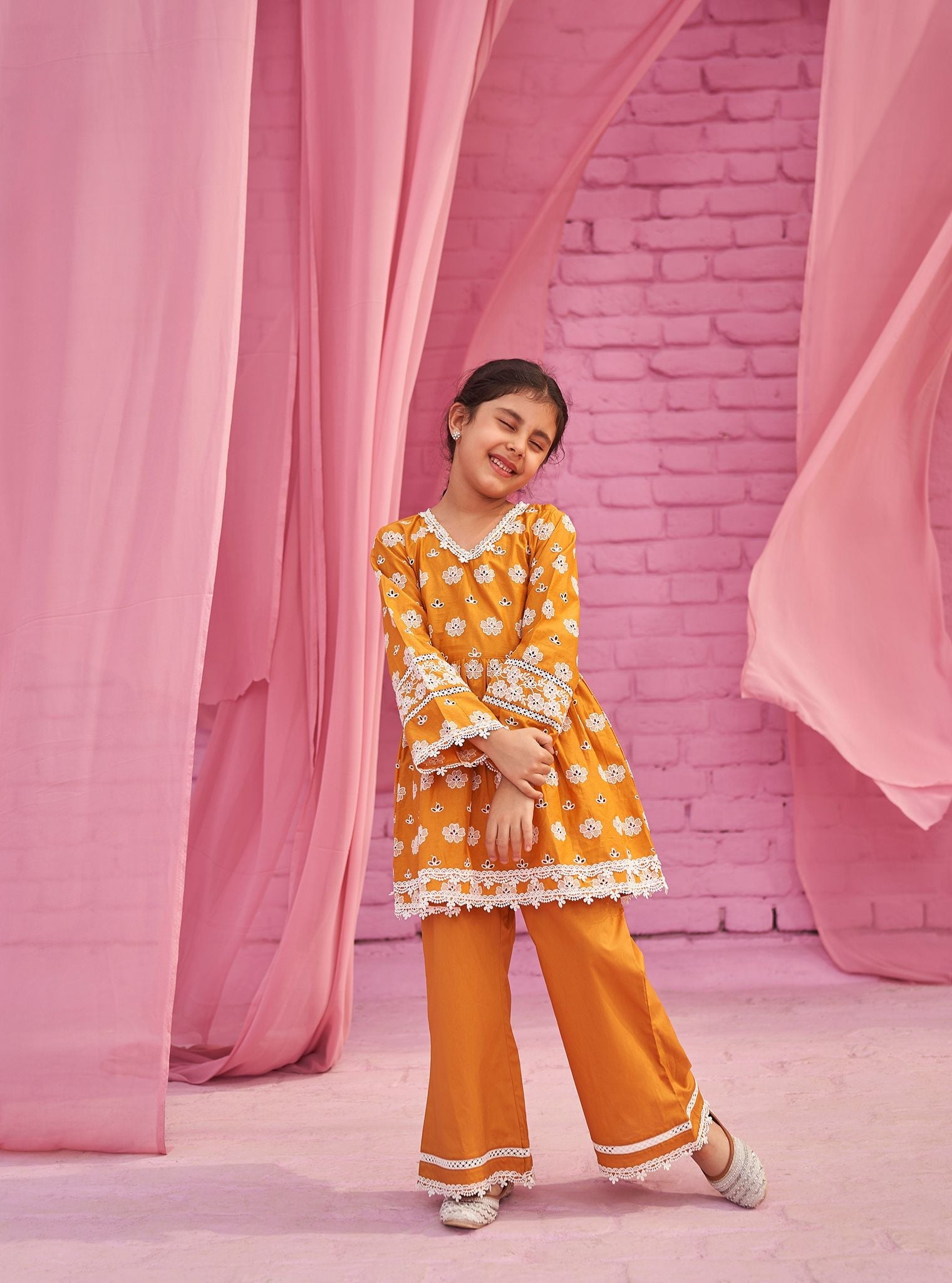Dwi Supima Cotton Orange Kurta Set