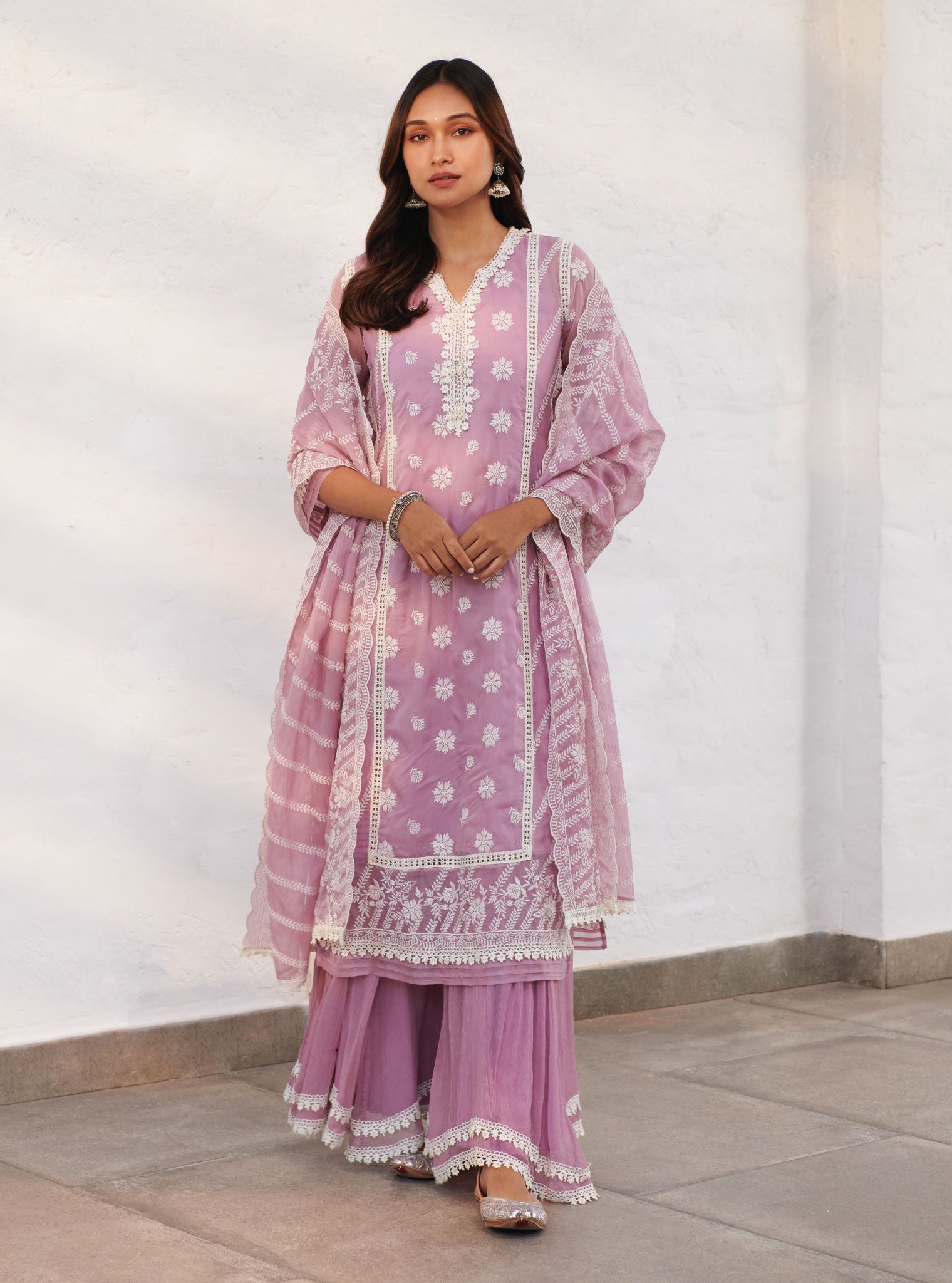 Mulmul Organza Glamorgan Lilac Dupatta