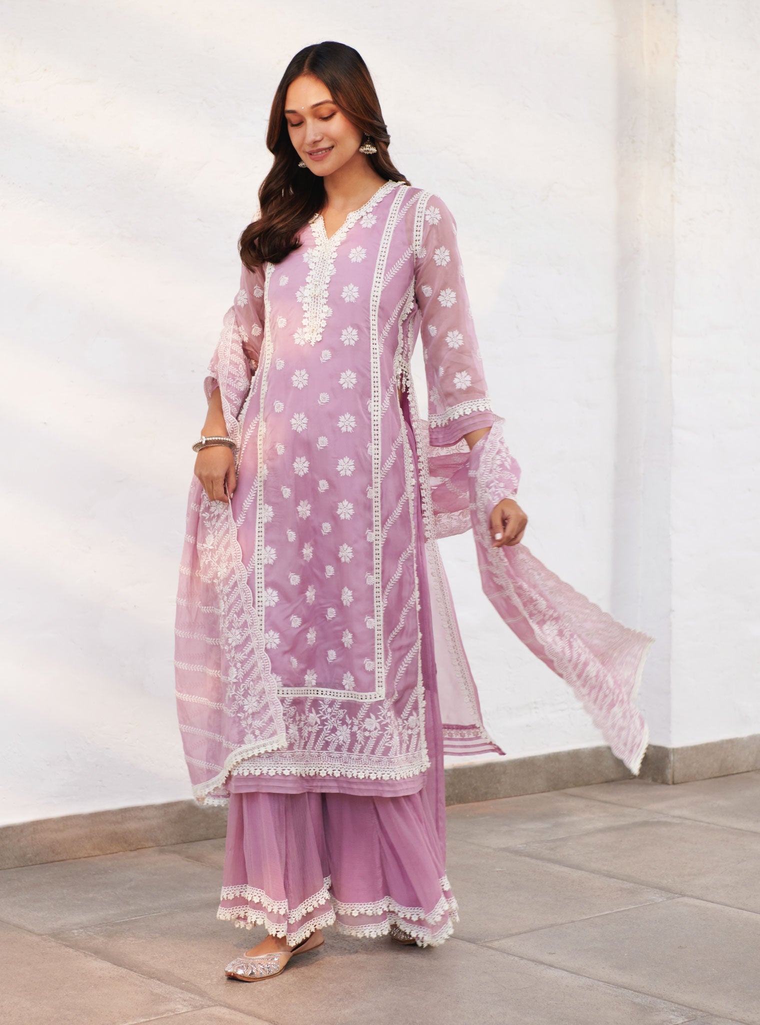 Mulmul Organza Glamorgan Lilac Dupatta