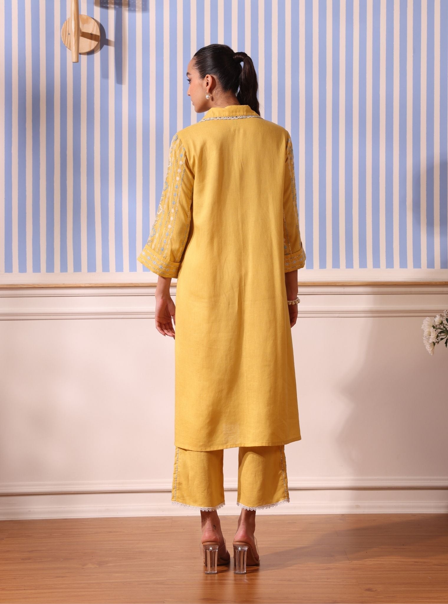 Iria Linen Yellow Kurta Set