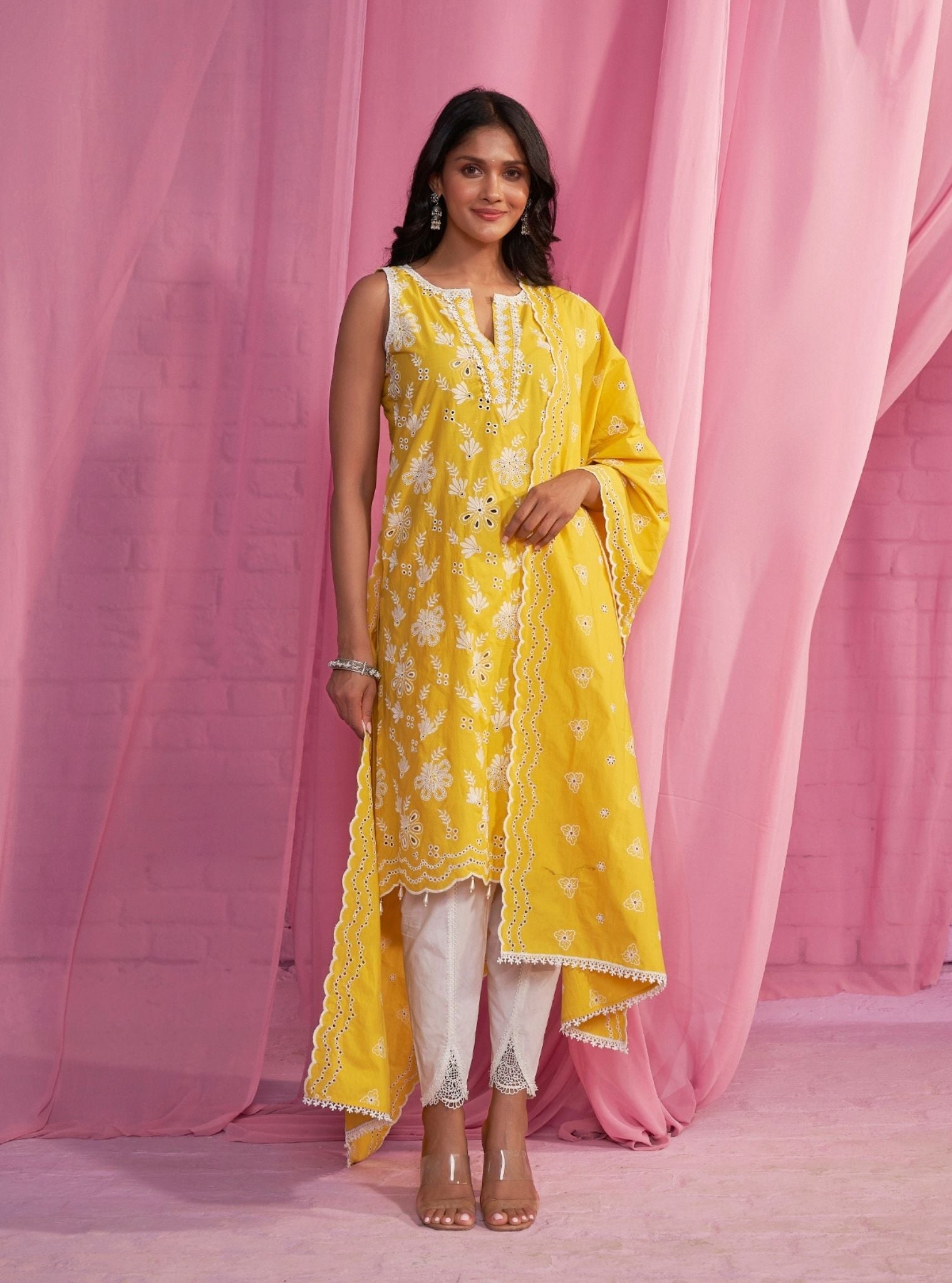 Mulmul Supima Cotton Neel Yellow Kurta