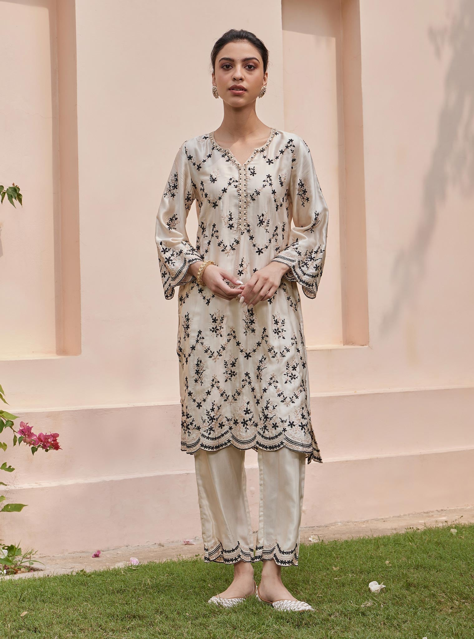 Valaya Cupro White Kurta Set