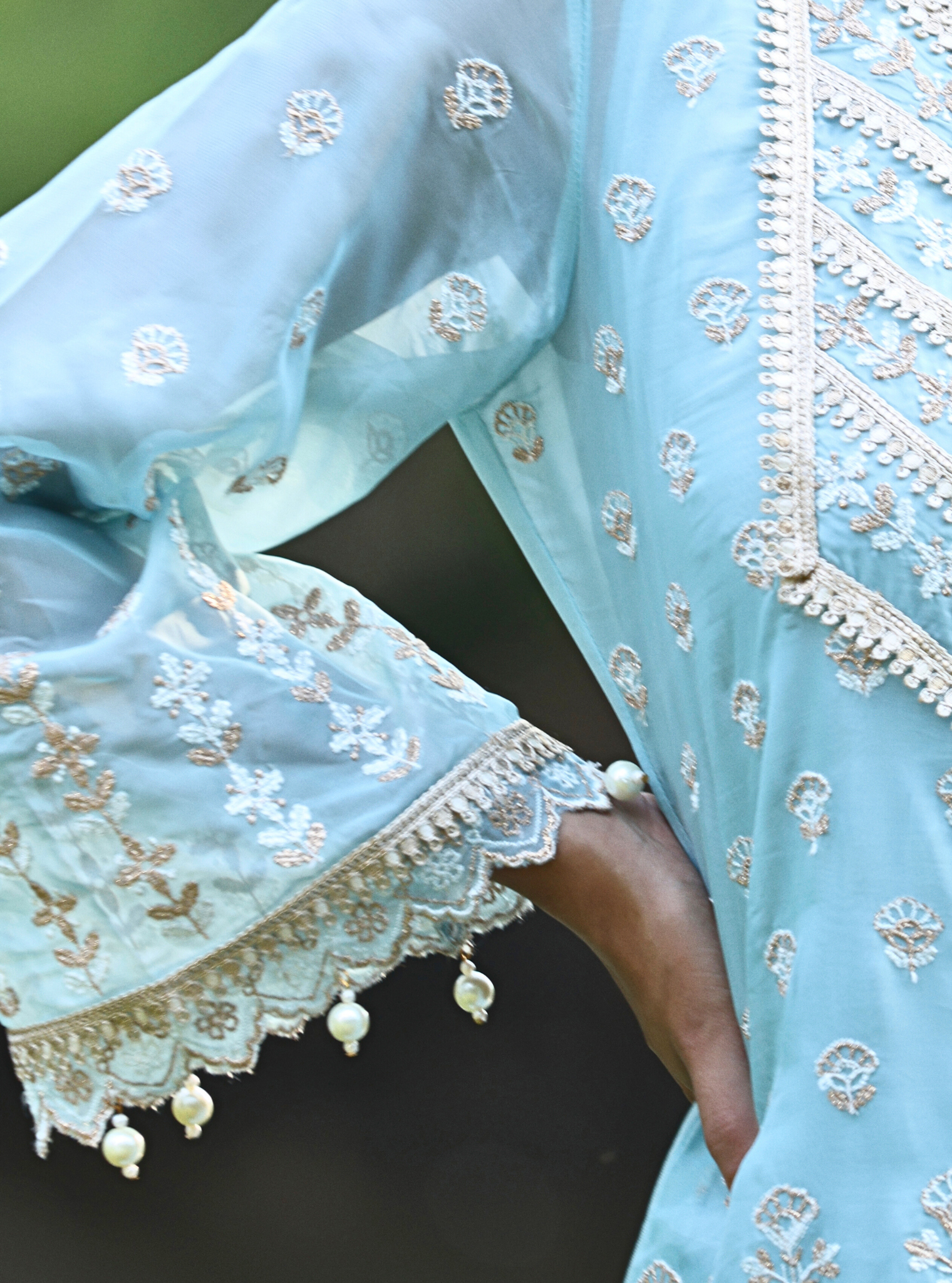 Kahani Organza Blue Kurta Set