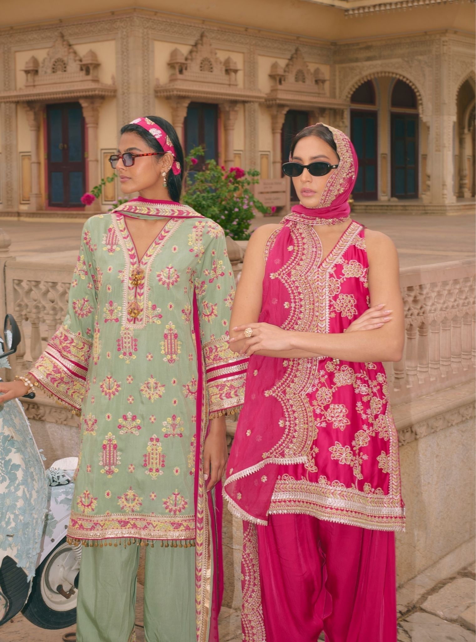 Jivara Bemberg Satin Fuchsia Kurta With Farshi Salwar