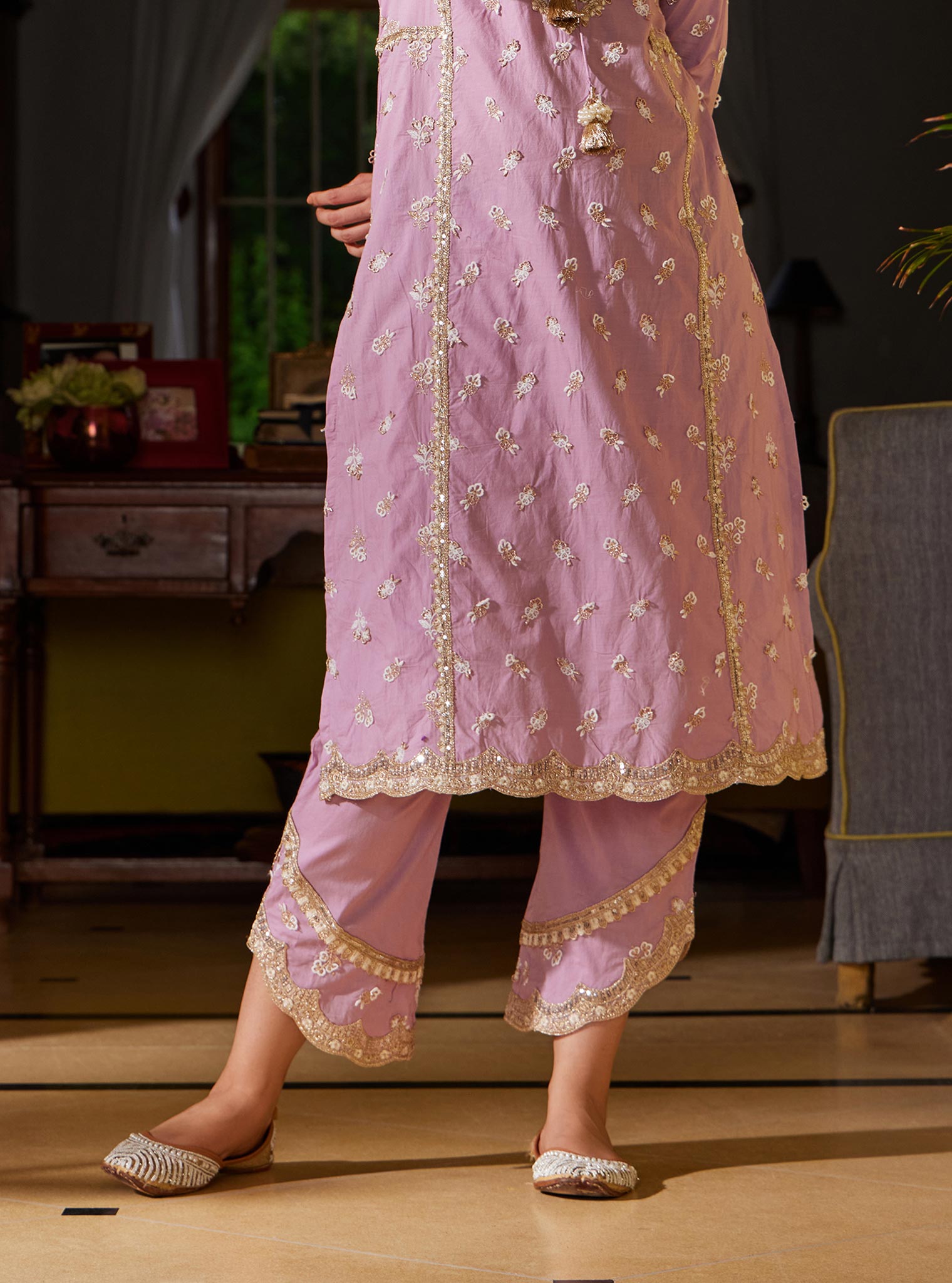 Adah Supima Cotton Lilac Kurta Set