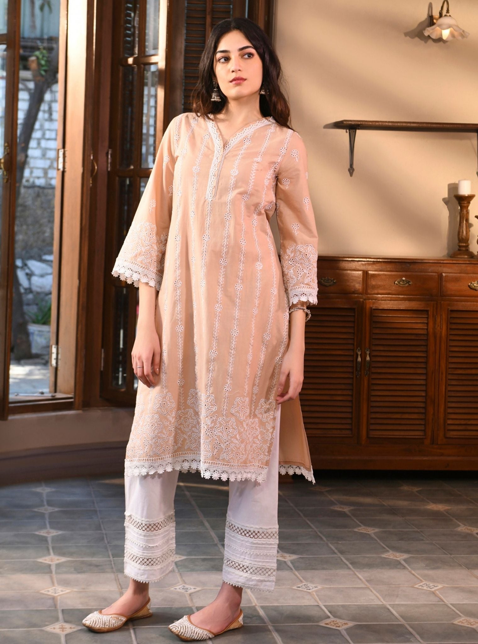 Fila Supima Cotton Beige Kurta Set