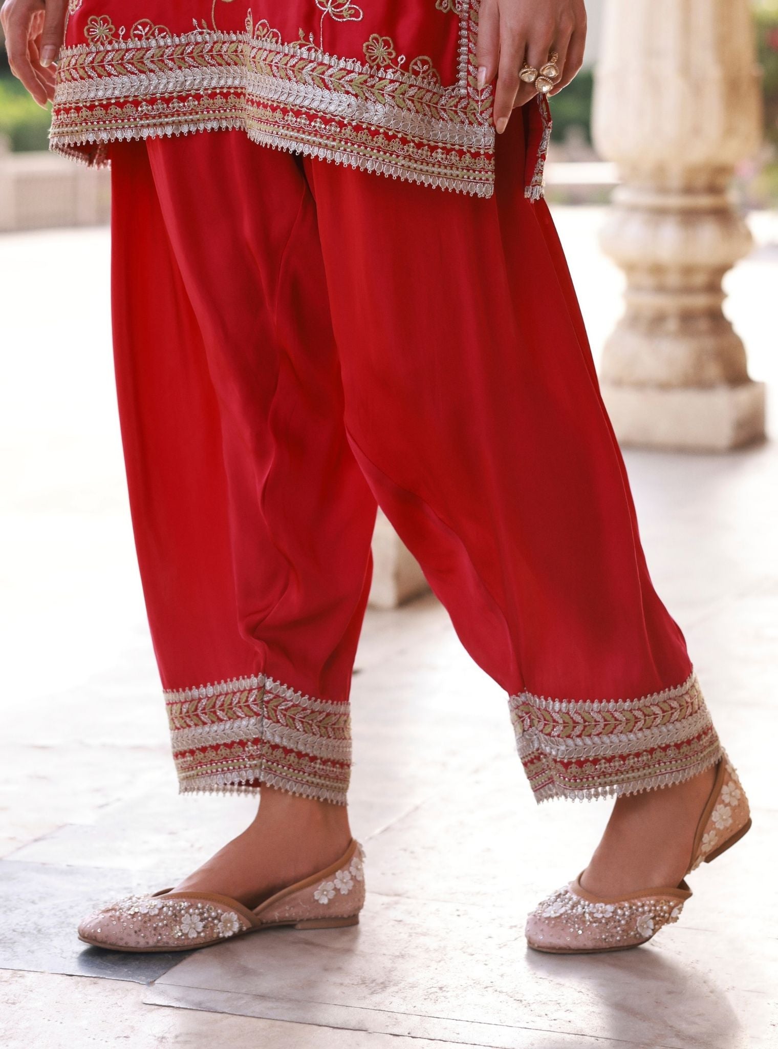Jivara Bemberg Satin Fuchsia Kurta With Farshi Salwar