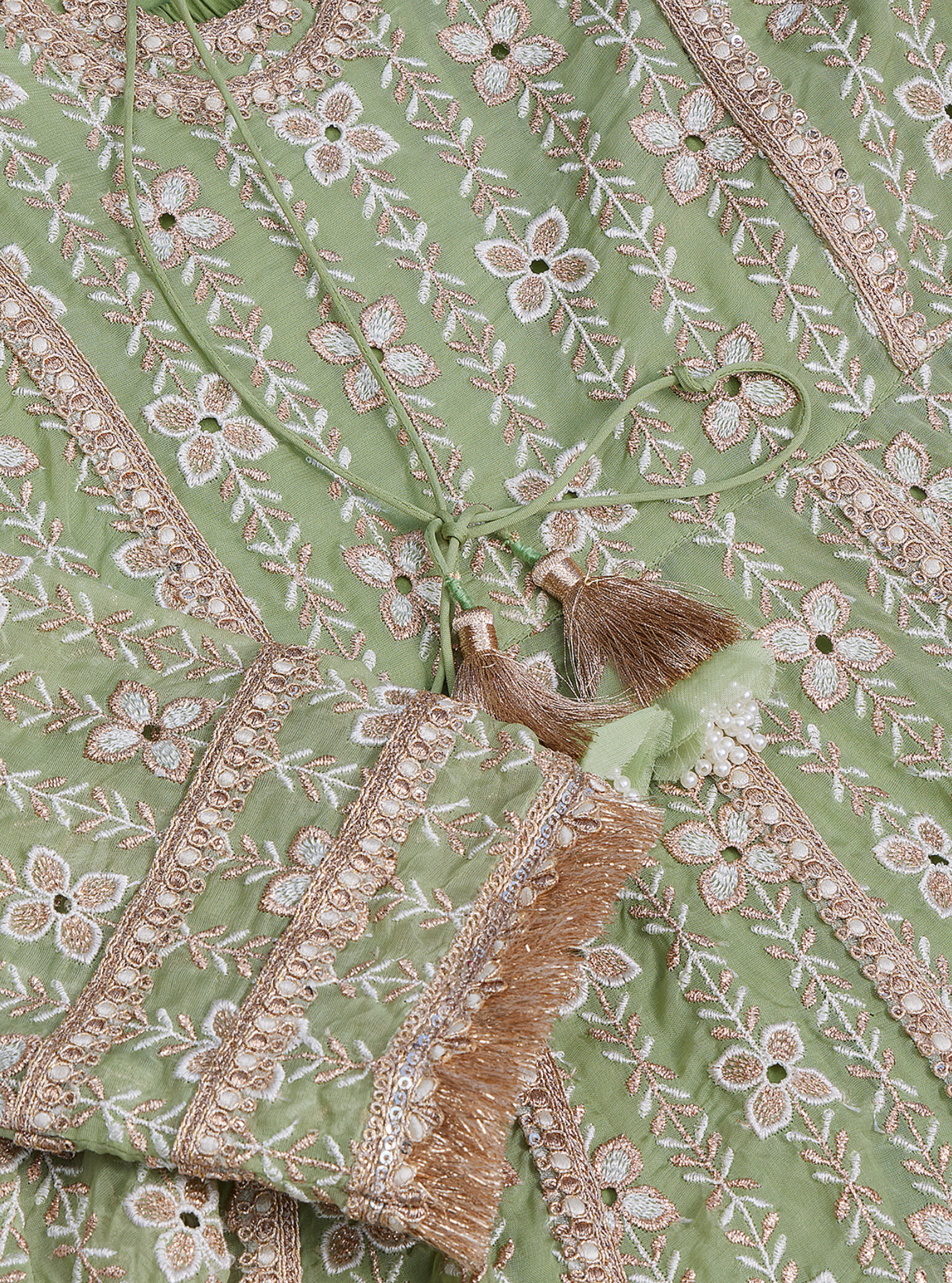 Arka Organza Green Anarkali Kurta Set