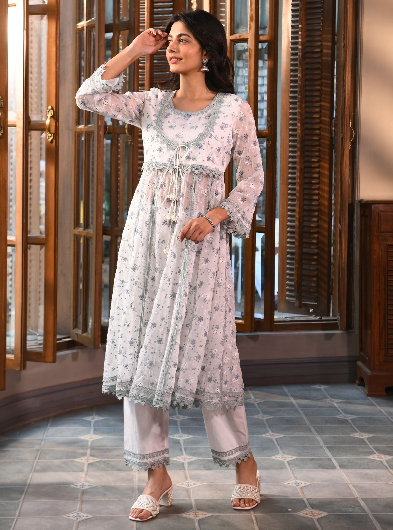 Elena Organza White Kurta Set