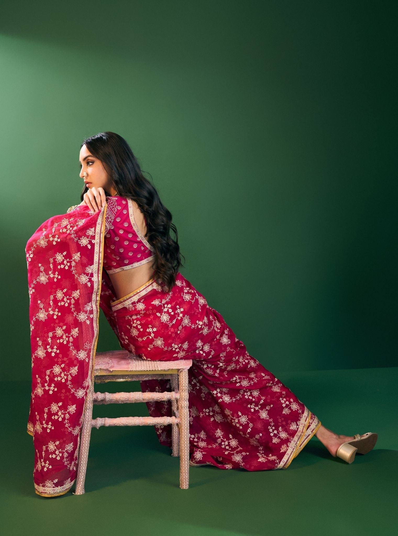 Kavya Organza Fuschia Saree