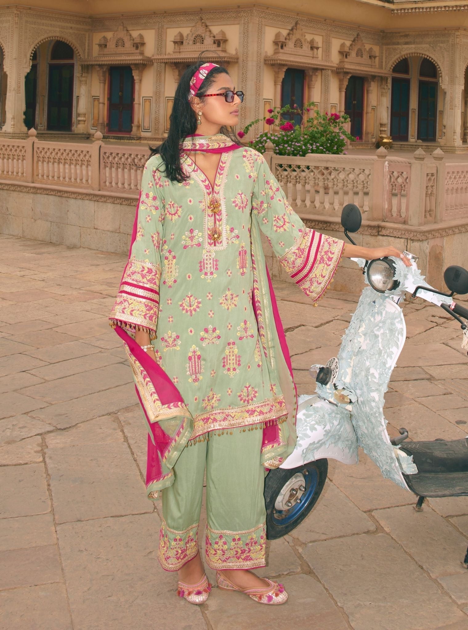 Mulmul Organza Noreya Sage Green Dupatta