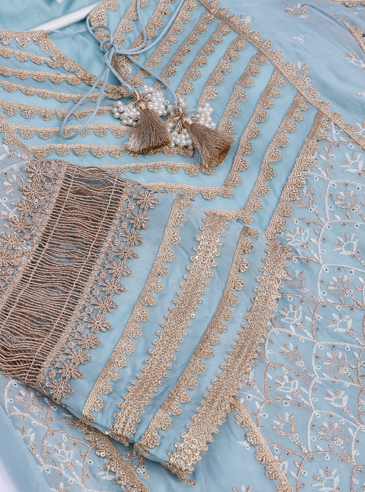 Vipas Organza Blue Kurta with Salwar Set