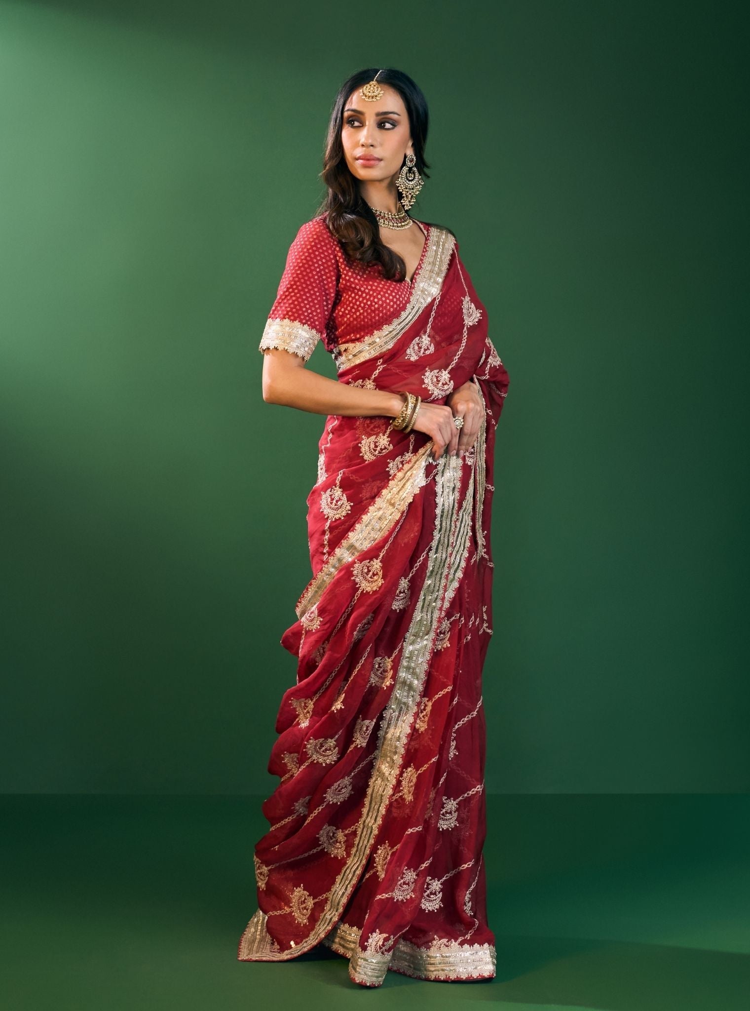 Kesa Organza Red Saree