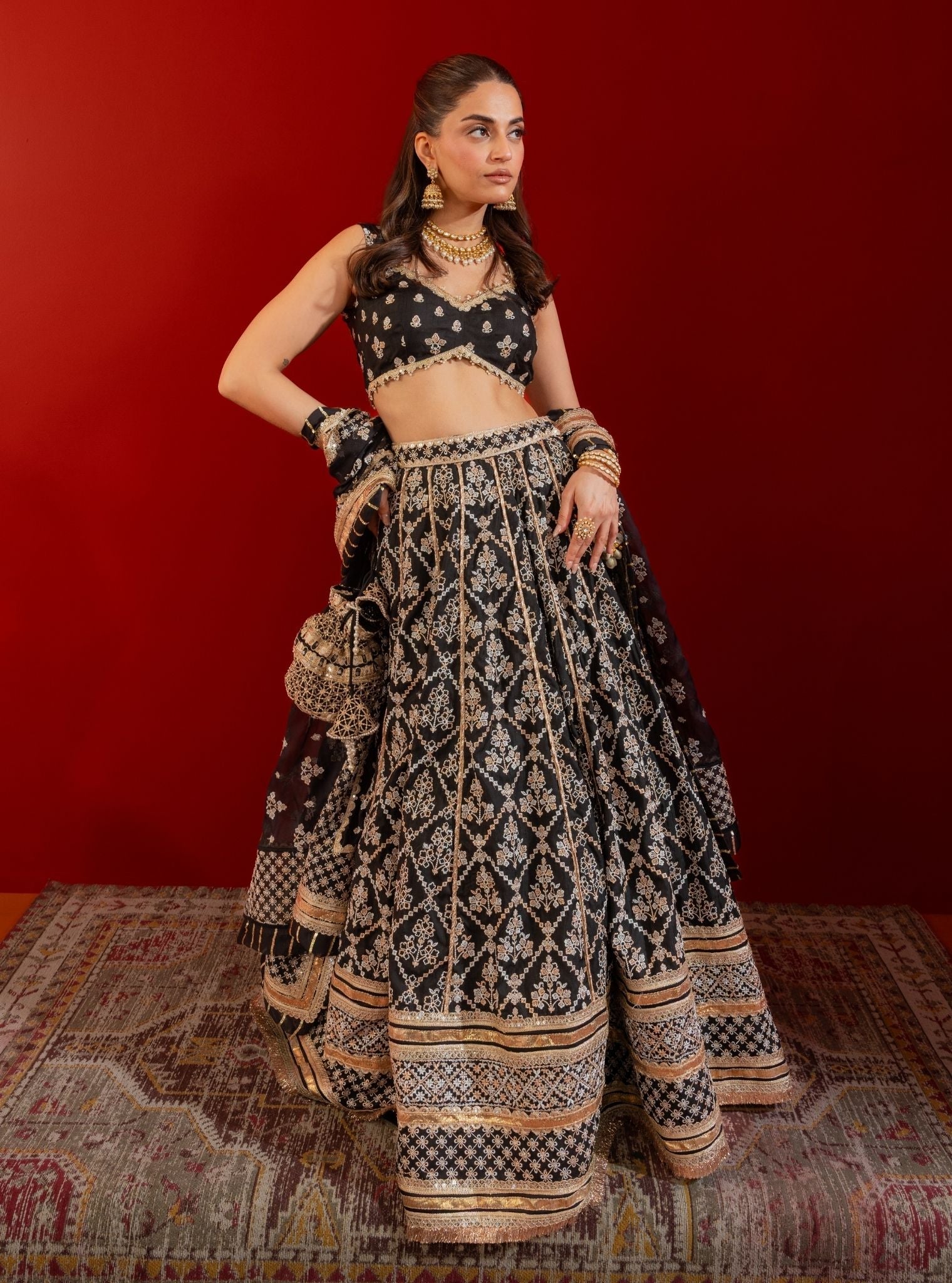 Anton Bemberg Silk Black Lehenga