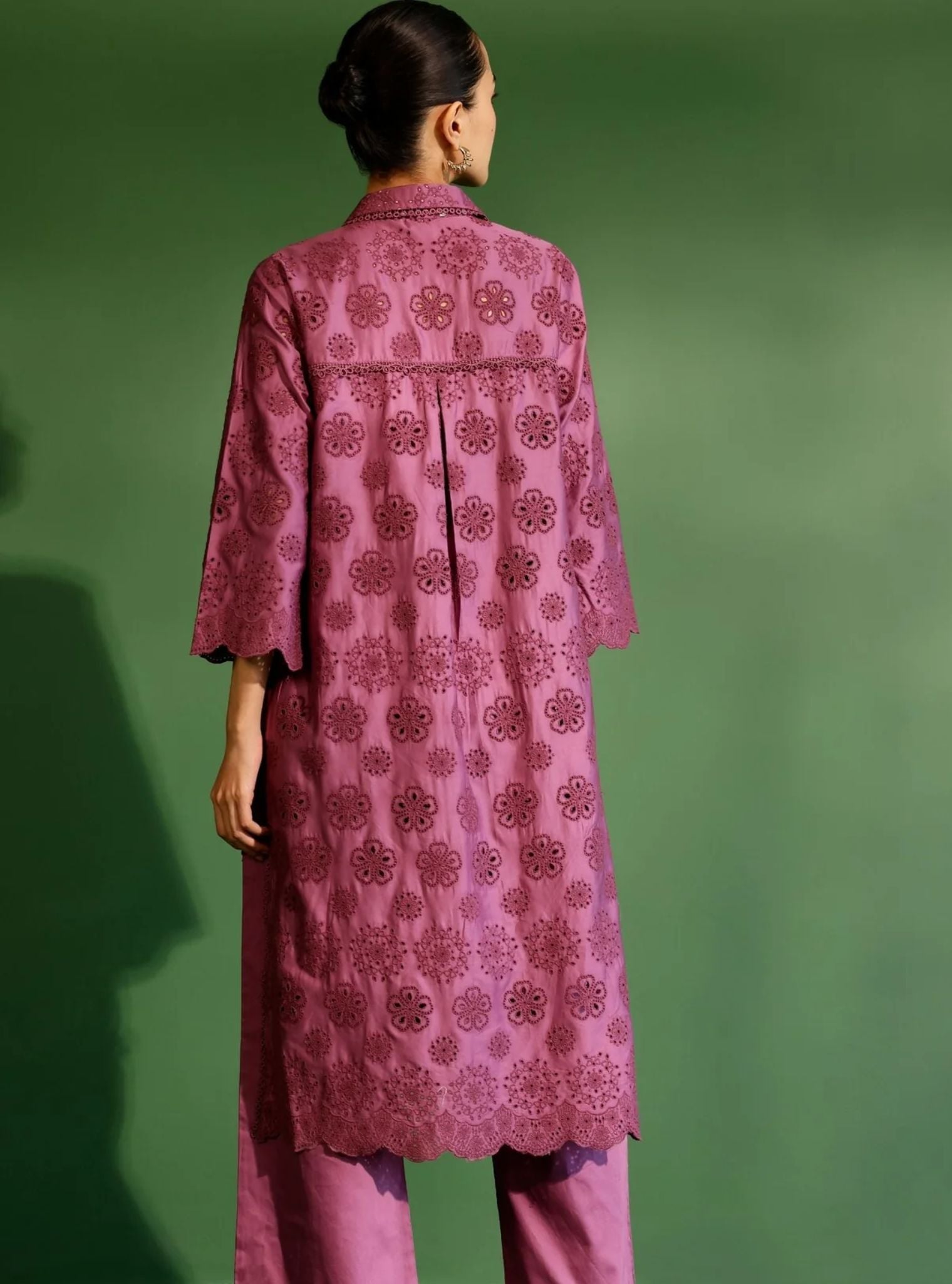 Mulmul Pima Satin Harriet Grape Kurta with Mulmul Pima Satin Harriet Grape Pant