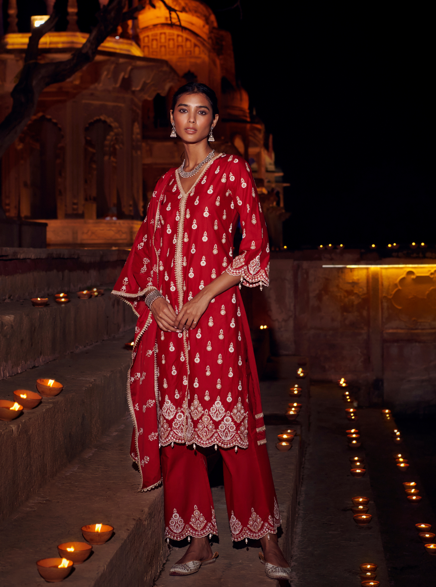 Ahar Supima Cotton Red Kurta Set
