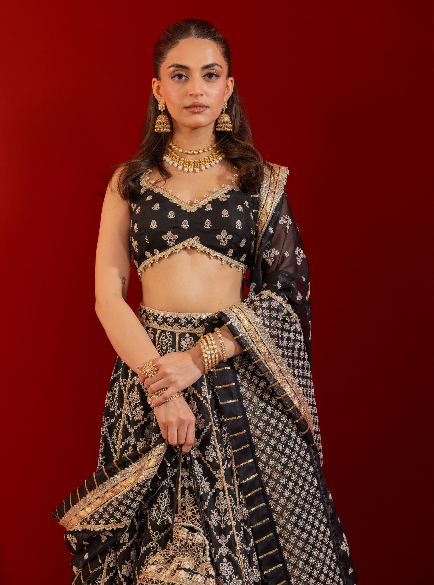 Anton Bemberg Silk Black Lehenga