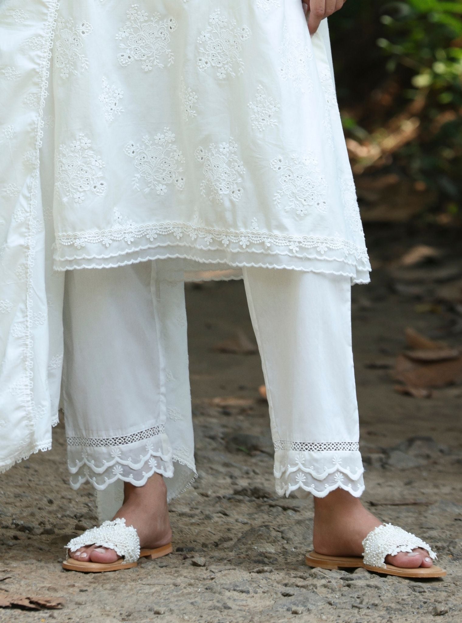 Sira Supima Cotton Stak White Kurta With Yara Pant