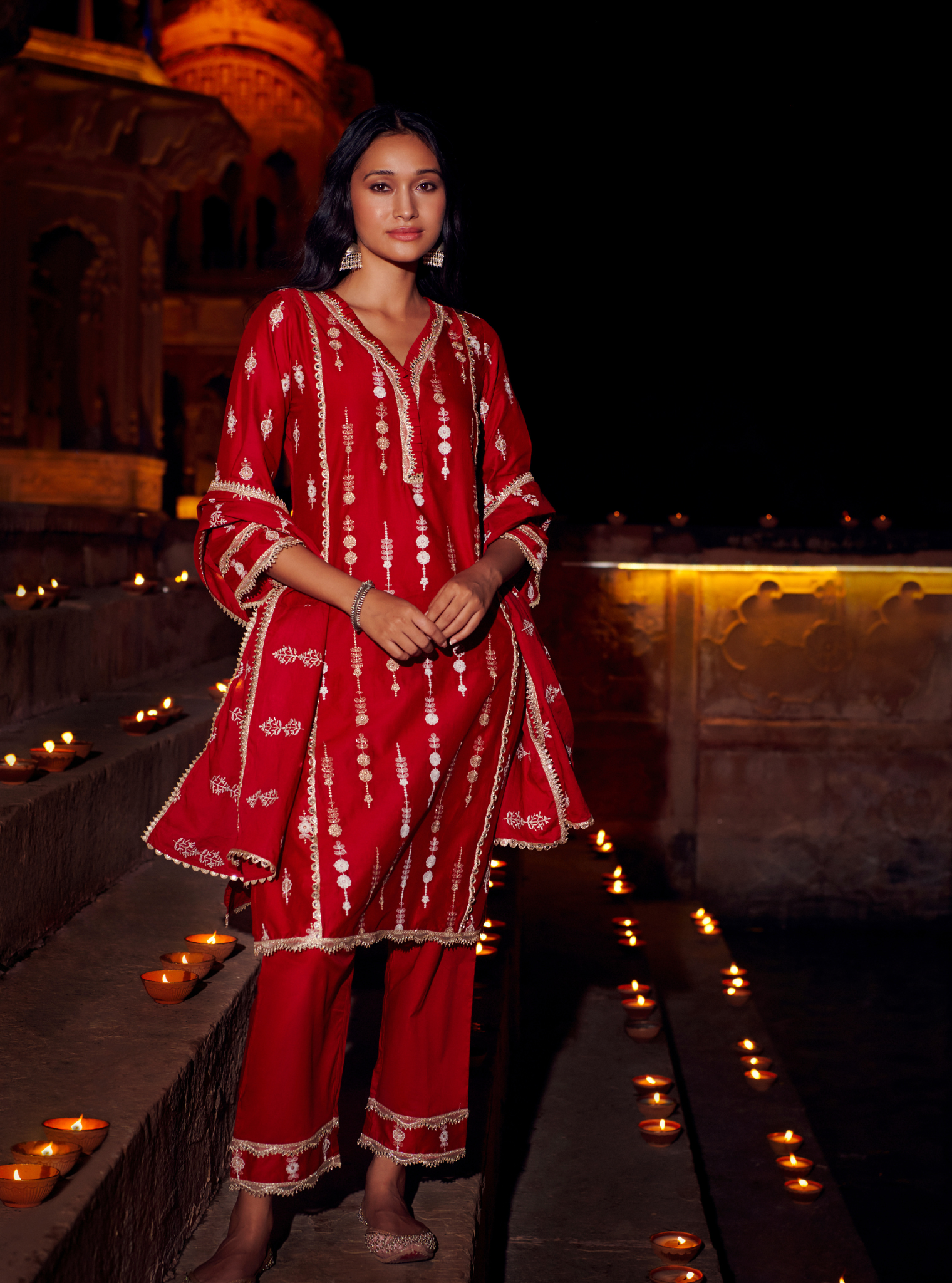 Beki Supima Cotton Red Kurta Set