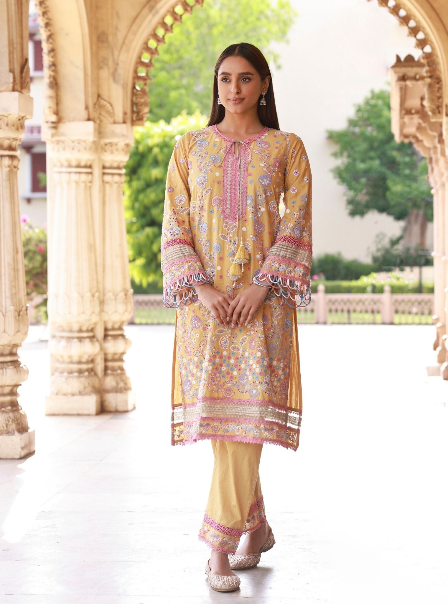 Avarni Supima Cotton Mustard Kurta Set