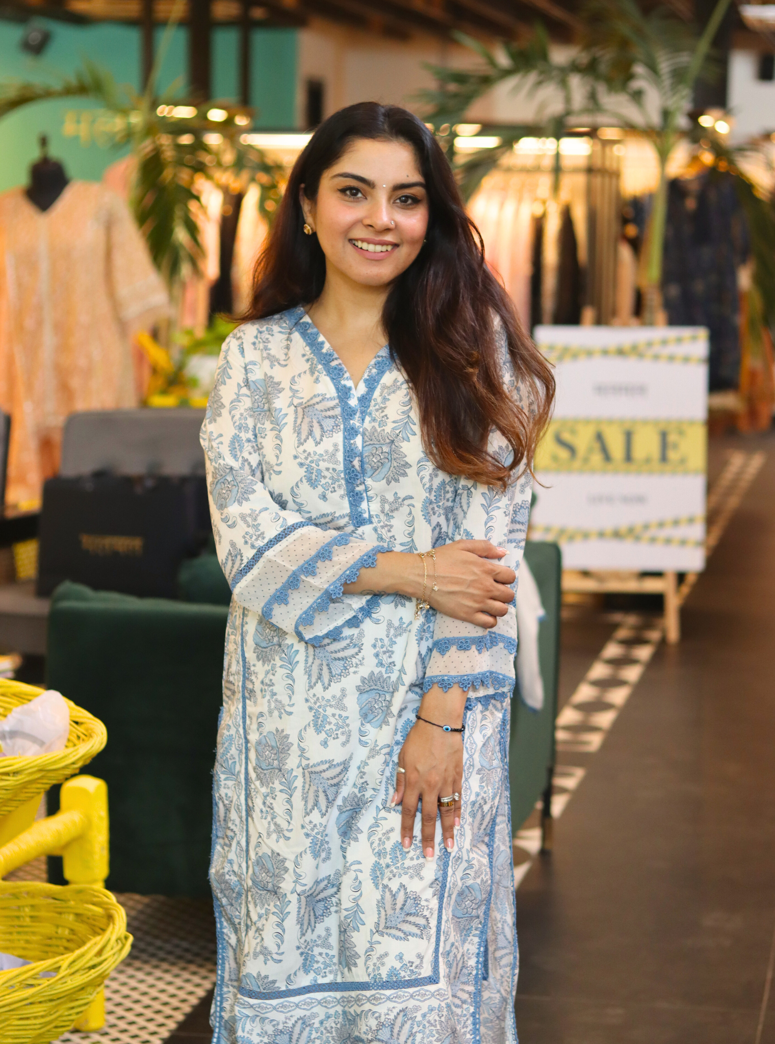 Irina Chintz Blue Kurta with Dhoti Set