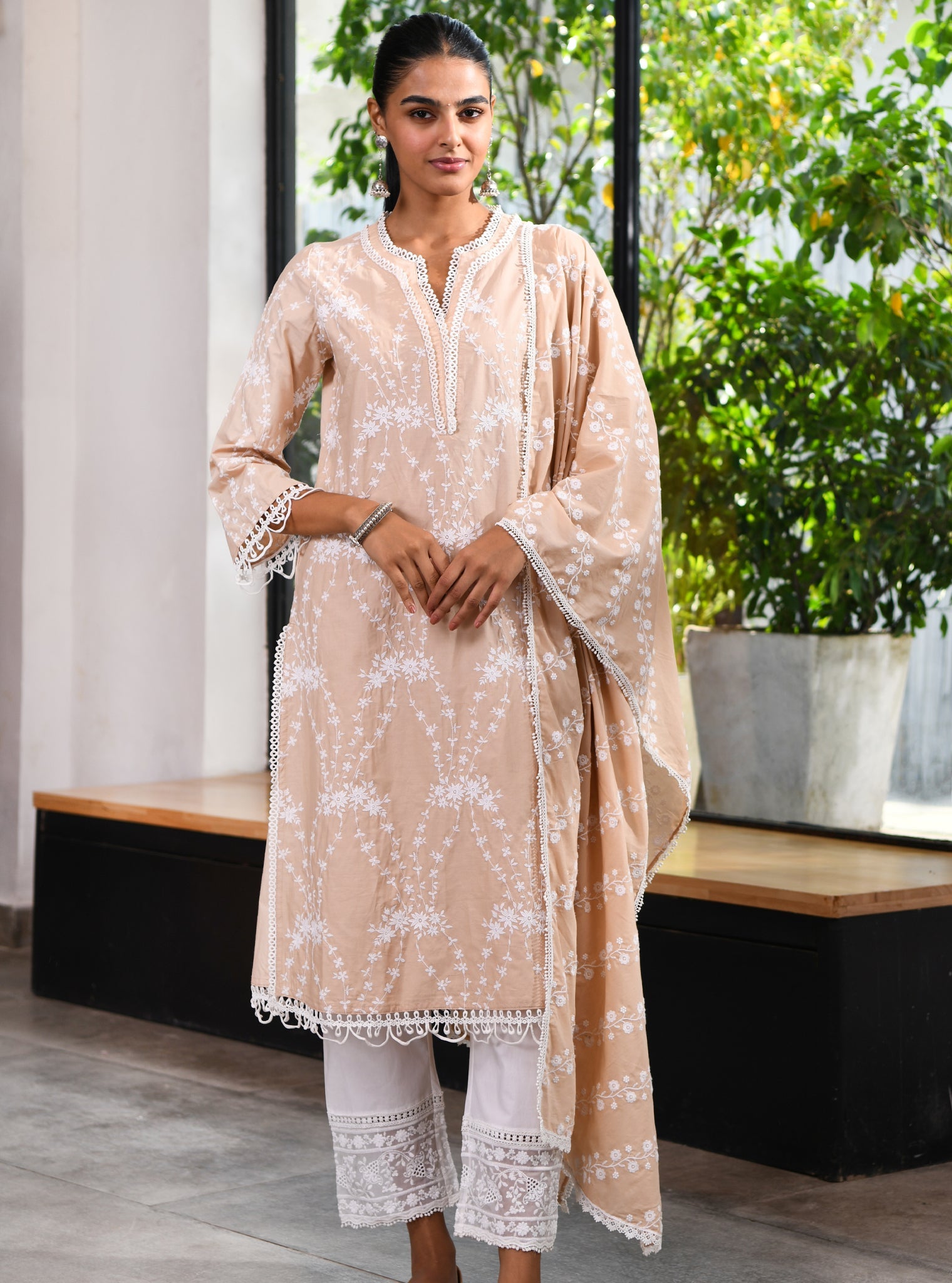 Arki Supima Cotton Beige Kurta Set