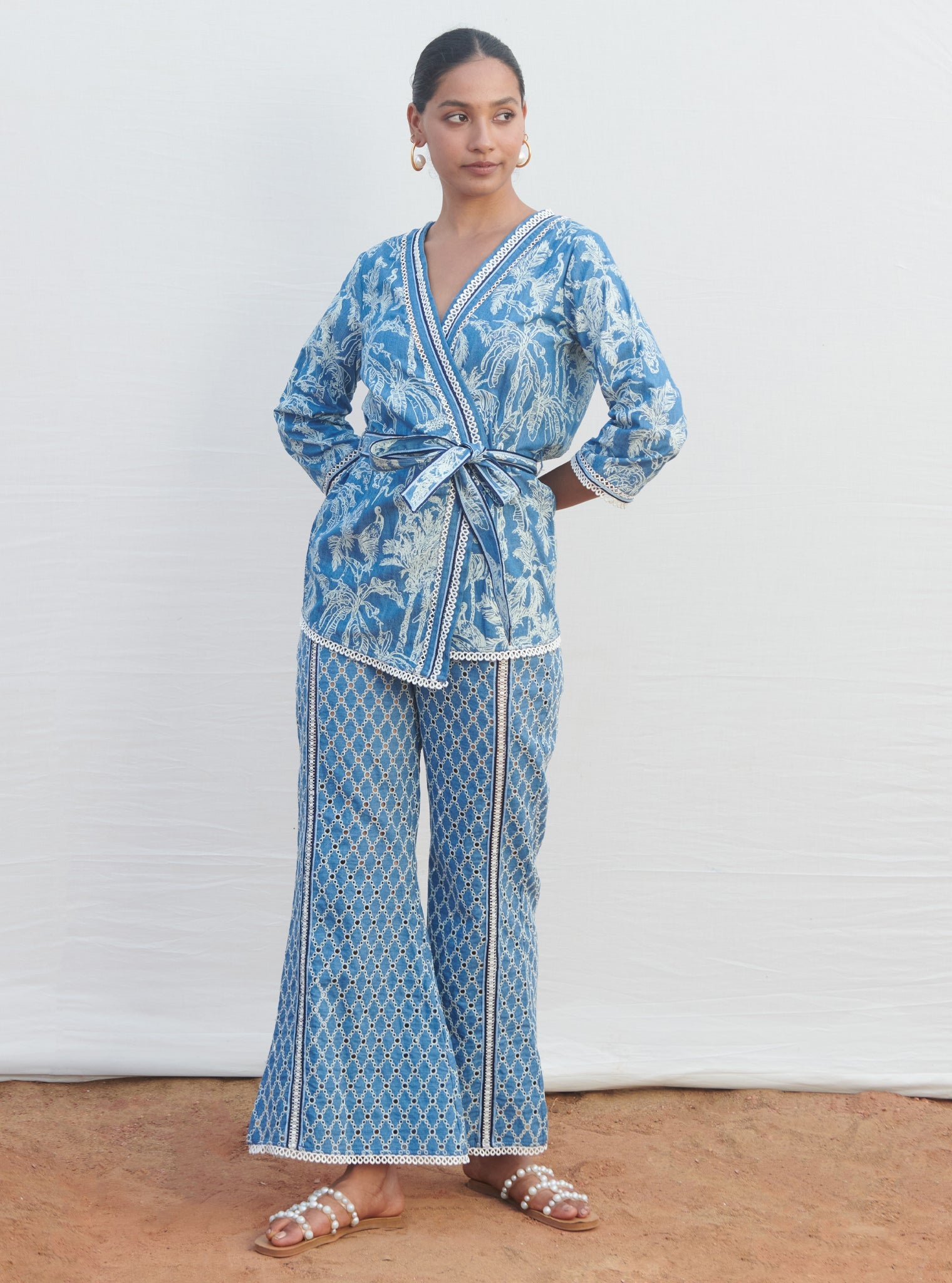 Attina Denim Dark Blue Kaftan Set