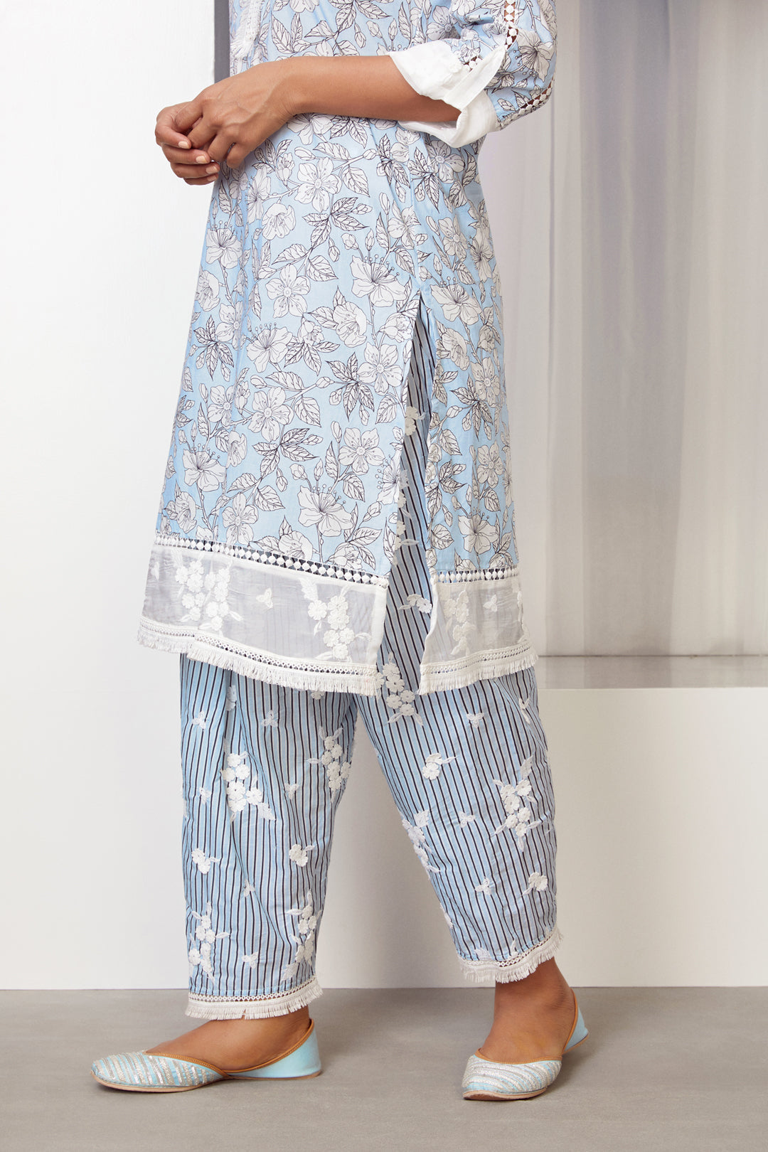 Abbey Supima Cotton Light Blue Kurta Set