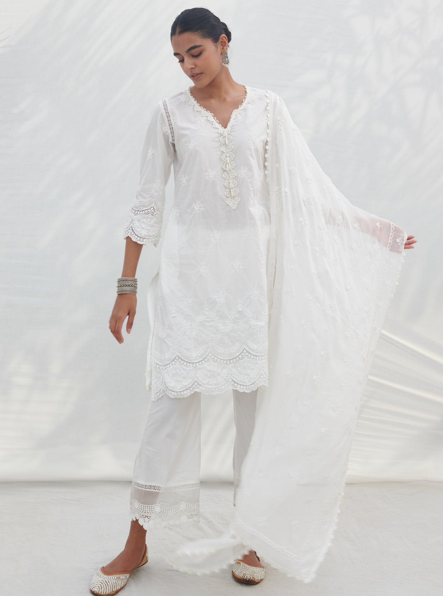 Acoi Supima Cotton White Kurta Set