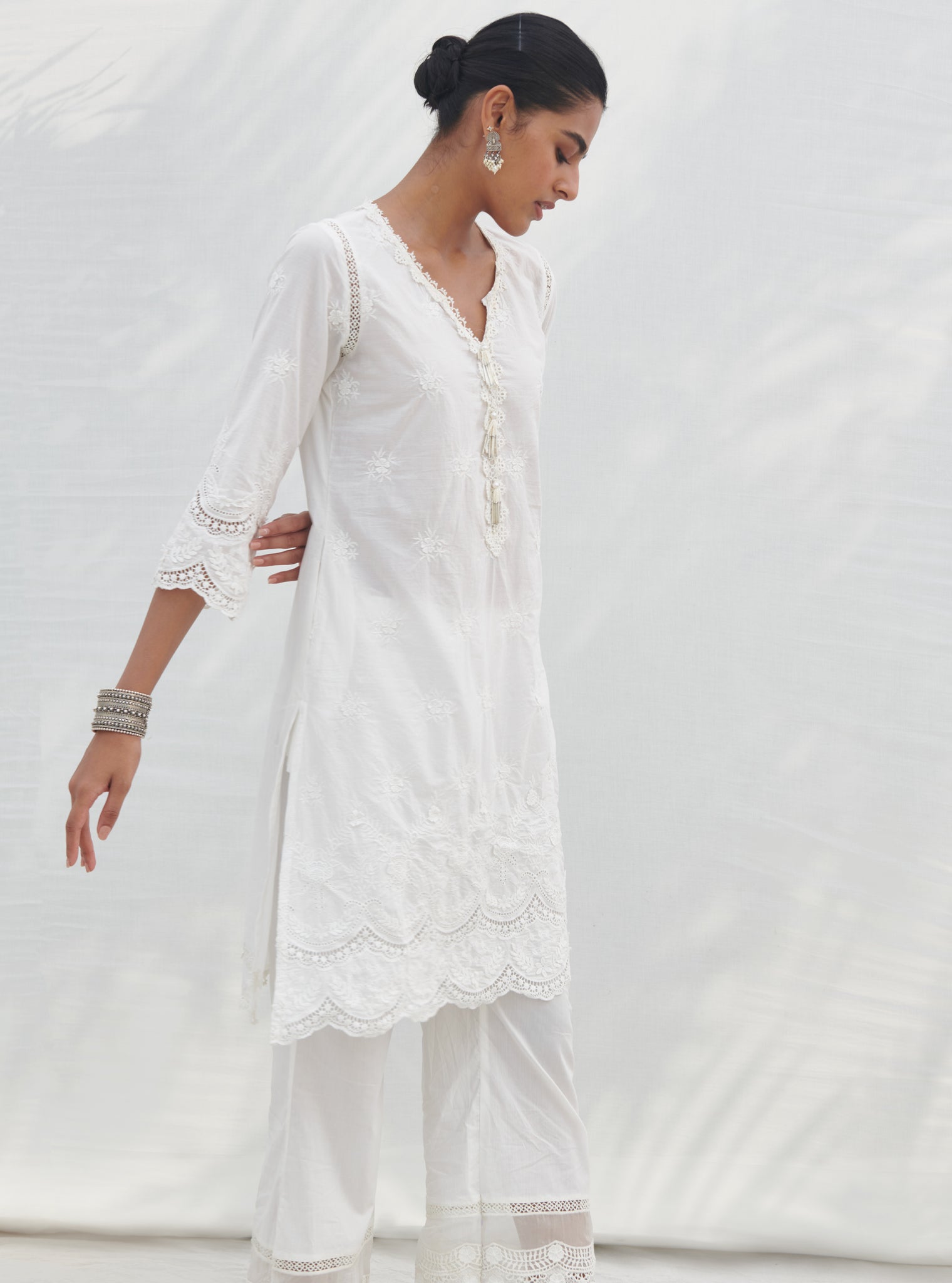 Acoi Supima Cotton White Kurta Set