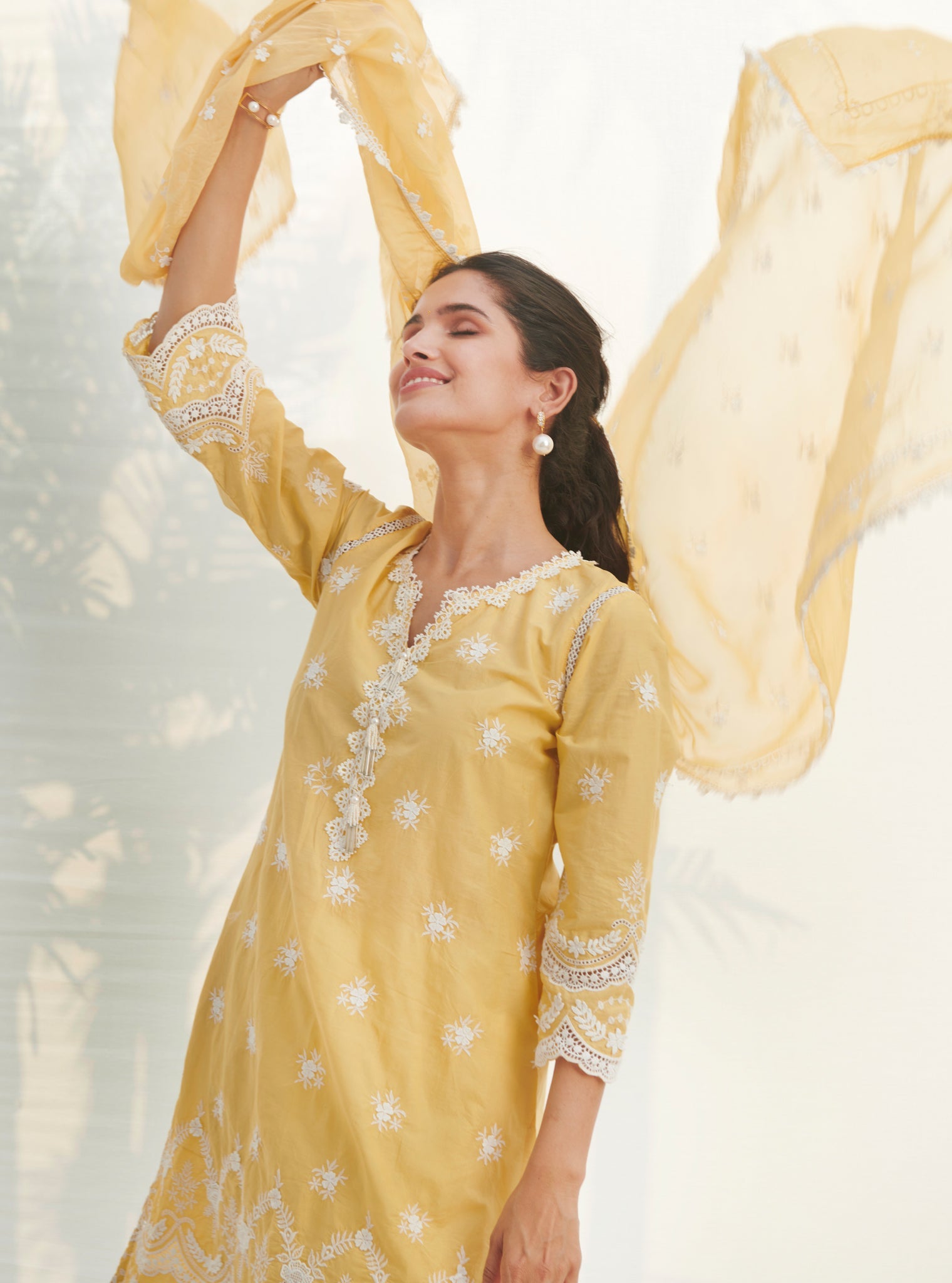 Mulmul Supima Cotton Acoi Yellow kurta