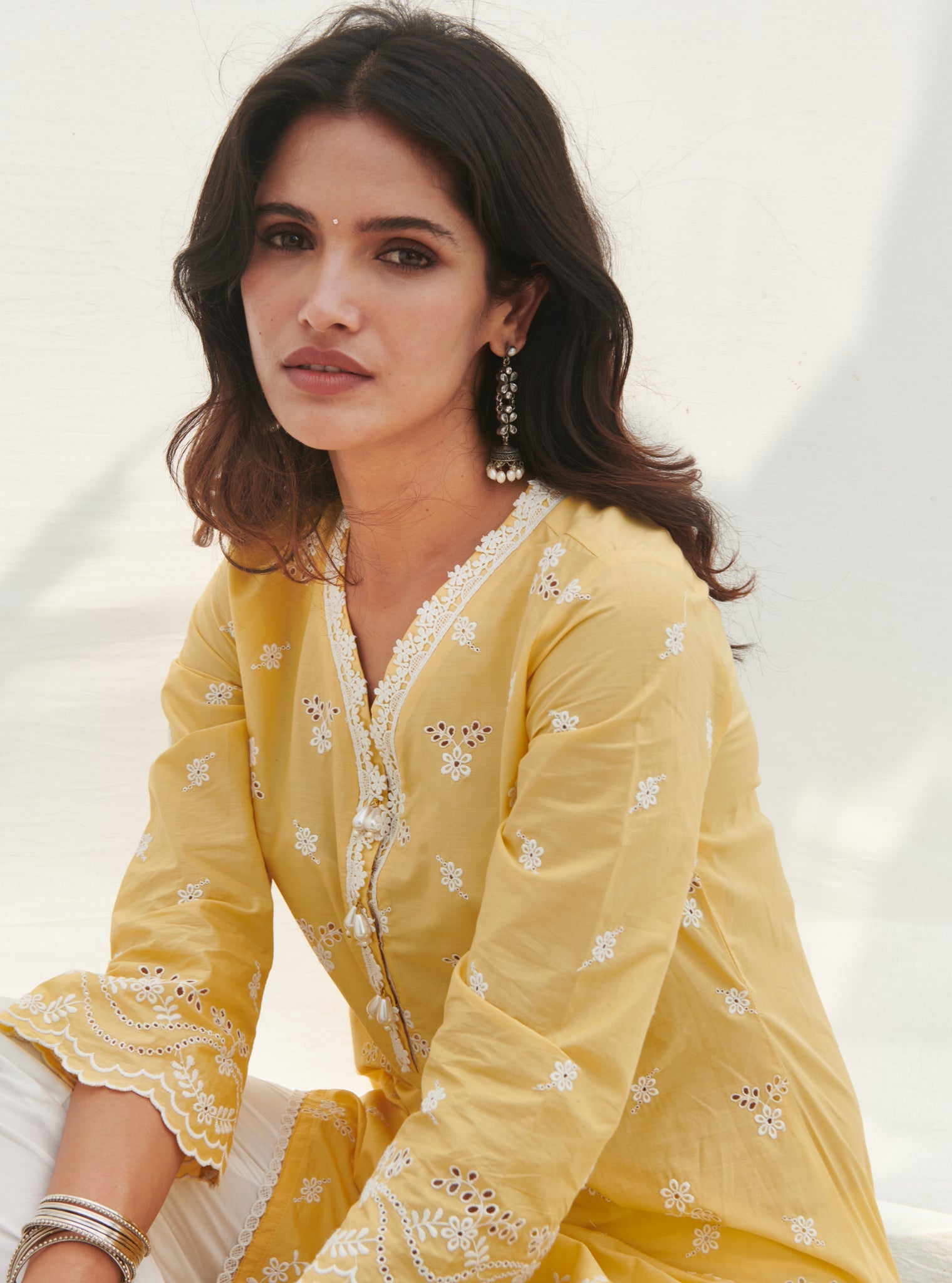 Mulmul Supima Cotton Acoi Yellow kurta